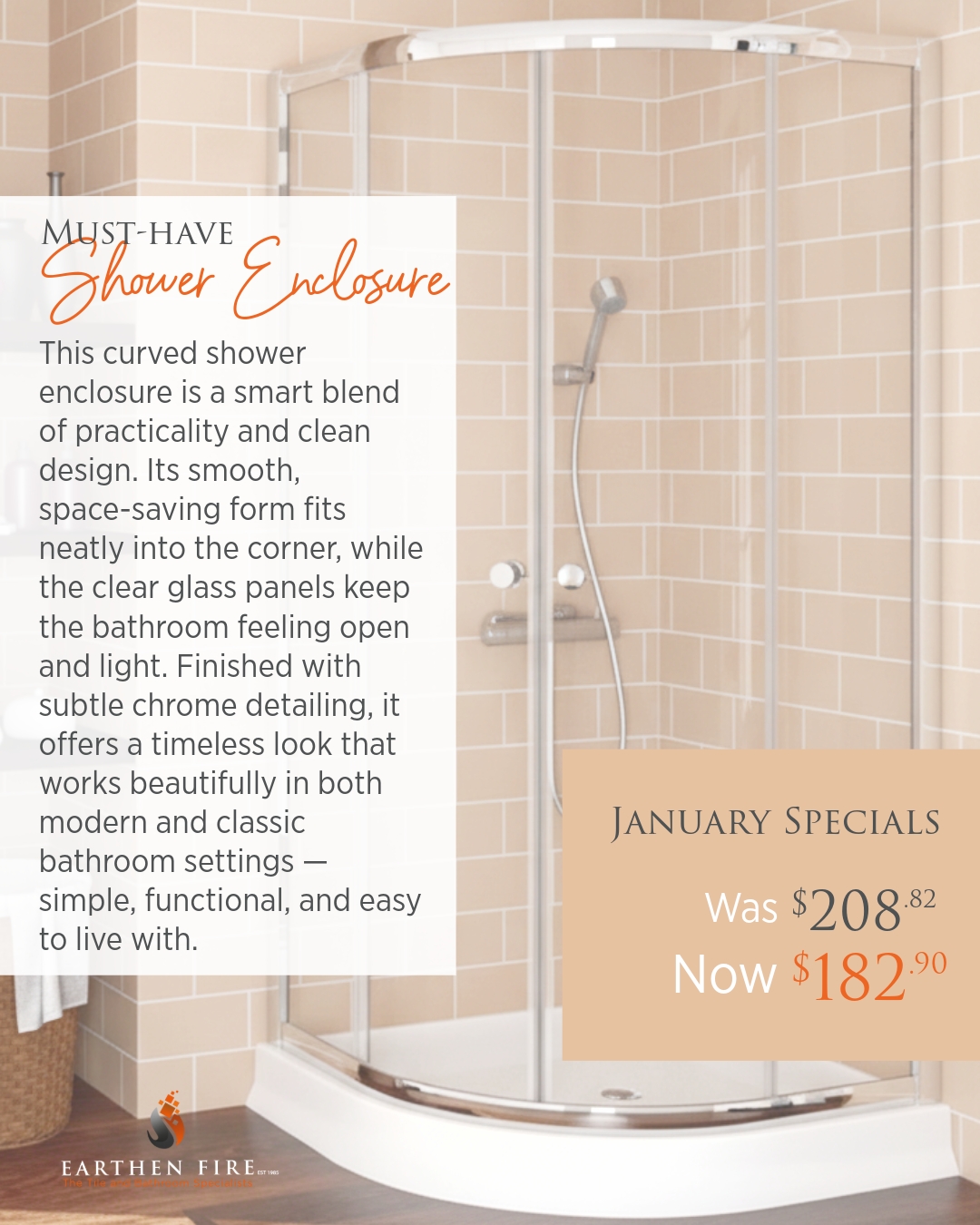 Where function meets thoughtful design. 🚿
This curved shower enclosure offers a clean, space-saving solution without compromising on style. Clear glass panels keep the bathroom feeling open and light, while subtle chrome detailing ensures a timeless finish that suits both modern and classic interiors.
A practical essential, now on January special.
📲 https://wa.me/263772204044
#EarthenFire #JanuarySpecials #BathroomEssentials #ShowerDesign #CleanLines #PracticalDesign #RefinedLiving