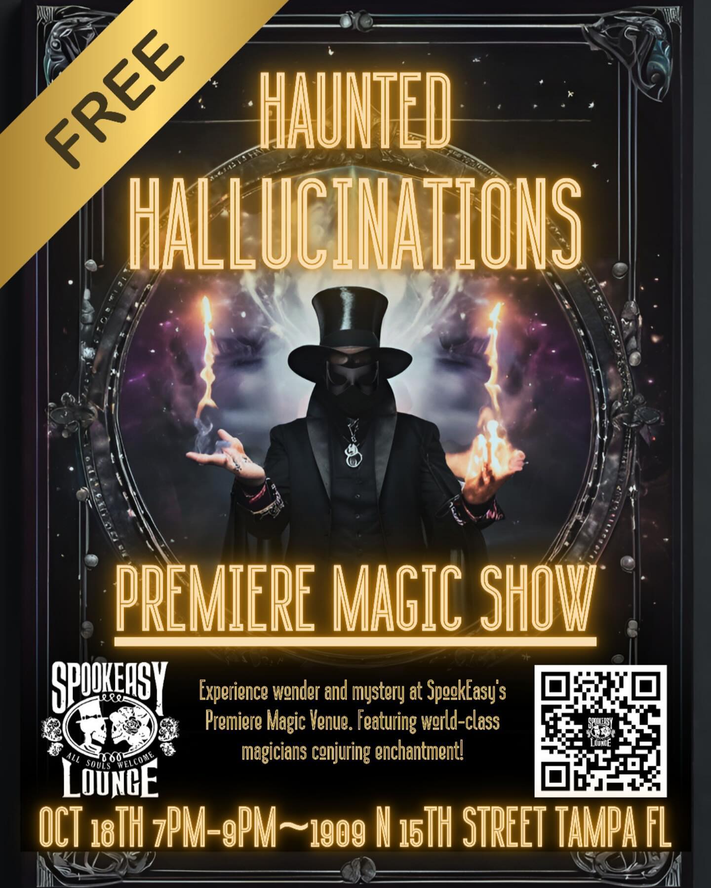 Hurricane Milton won’t stop this from happening! Free magic show to showcase some amazing talent and get you all ready for what’s to come down the line! @thespookeasy @mr.bonesmagic