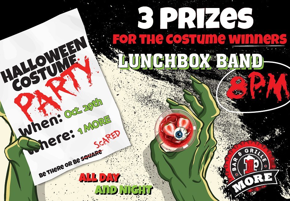 โ๏ธ๐ฝ๐ ๐๐๐๐๐ ๐๐ ๐ฝ๐ ๐๐พ๐ผ๐๐๐ฟ โ๏ธ
at our annual ~HALLOWEEN EVENT~ for a chance to win a prize for having the best costume๐
Details:
โขOct. 29th
โข Lunchbox Band @ 8pm
โข 1 More Bar in Bright, IN
Hope to see you there! ๐ป
-
#halloween #bar #party #scared #food #drink #barandgrille #monster #prize #restaurant