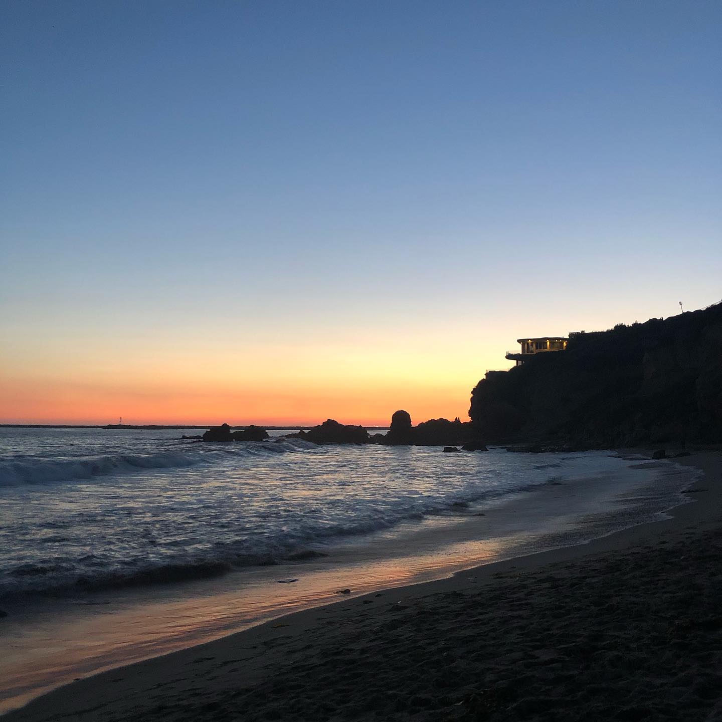 A favorite summer landscape...Corona Del Mar Beach at sunset ✨