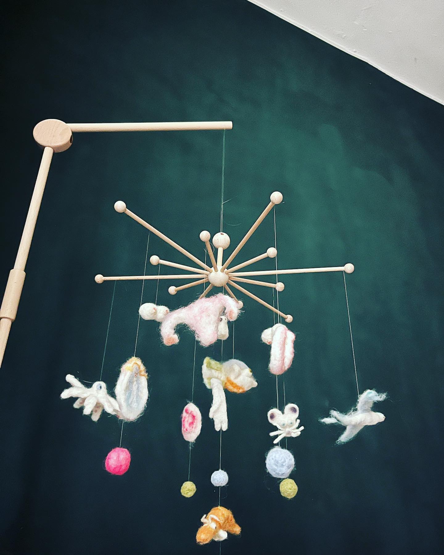 Ich sagte zu meinen Freundinnen
“Bitte keine Schäfchen und Wolken”.
Anstatt dessen sind es u.a Vulven, Busen, eine Gebärmutter und natürlich ein Shrimp geworden .
Könnte mir kein schöneres Mobile für meinen Sohn vorstellen.
#feminist