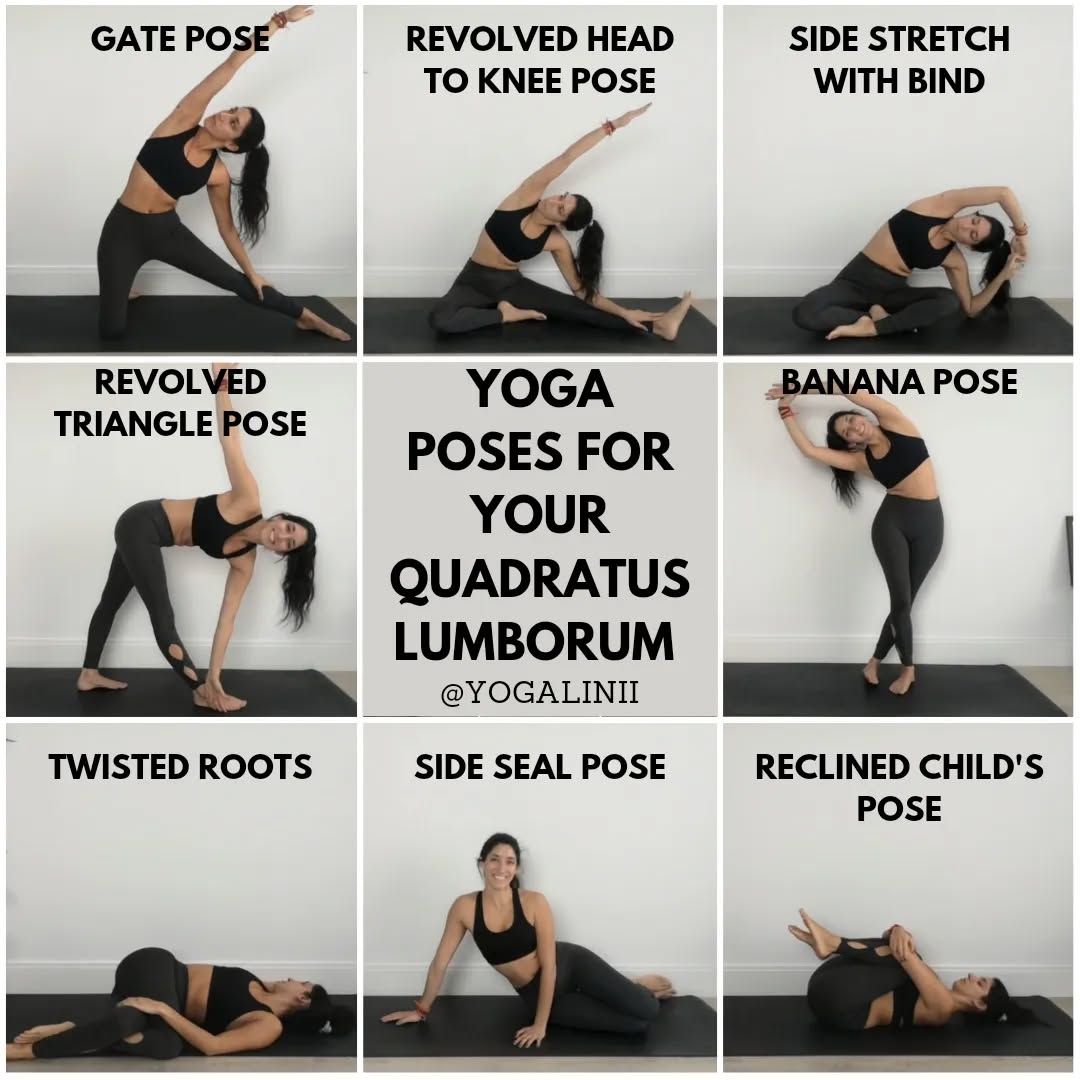 Did you know, the Quadratus Lumborum (QL) is a muscle that is often a primary source for lower back pain?
This muscle runs along the spine on both sides from the pelvis all the way up to the lowest rib. It is essential for stabilising your pelvis and supporting your core.
As this muscle is so important for supporting the body, when it is impacted it can have a knock on effect to other parts of the body:
limiting your mobility; affecting how you bend down/pick things up; even changing the way you walk.
If you suffer for QL pain you may experience anything from a sharp pain while sneezing or coughing; a dull ache in the lower back; a stabbing pain across your lower back when rolling over in bed; to chronic long-lasting pain.
There are many causes of QL pain and tightness, including:
🦴 Prolonged sitting
🦴 Poor posture: slouching, leaning on one hip more when sitting/standing (looking at all you long distance drivers), or sitting without any back support
🦴 Weaker muscles surrounding the QL
🦴 Tilted pelvis causing one leg to be longer than the other
🦴 Trauma or any other long lasting injury
I have included some stretches here to help encourage relaxation within the QL muscles and improve mobility. Other ways to help alleviate the tension include:
🩺 medicine or trigger point therapy/injections from a licensed professional
💆Regular massages
🛀 Heat or Ice treatments (or simply having a bath)
🧘 Regular stretching
With the poses shown, hold each asana for 3-5 deep breaths or as long as feels comfortable for you. And as always, listen to your body! If it feels too much, or is painful, slowly exit the asana and counter in a way that feels good for you and your body.
What's your favourite way to help alleviate any pain or tension when you experience this?