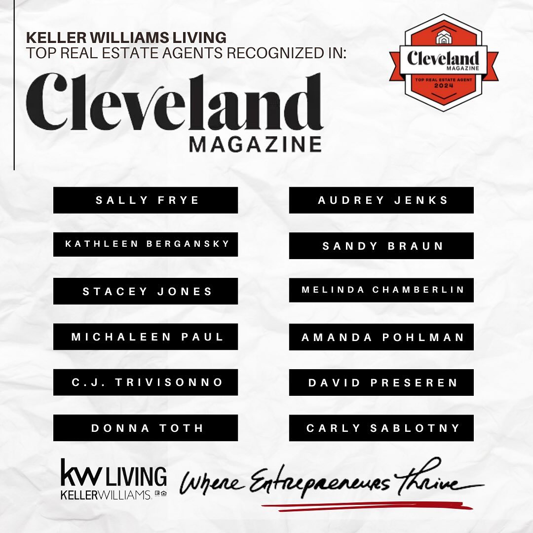 Congratulations to the agents recognized from Cleveland Magazine as being the Top 5% of Real Estate Agents! We’re so proud to be in business with each of you 💥