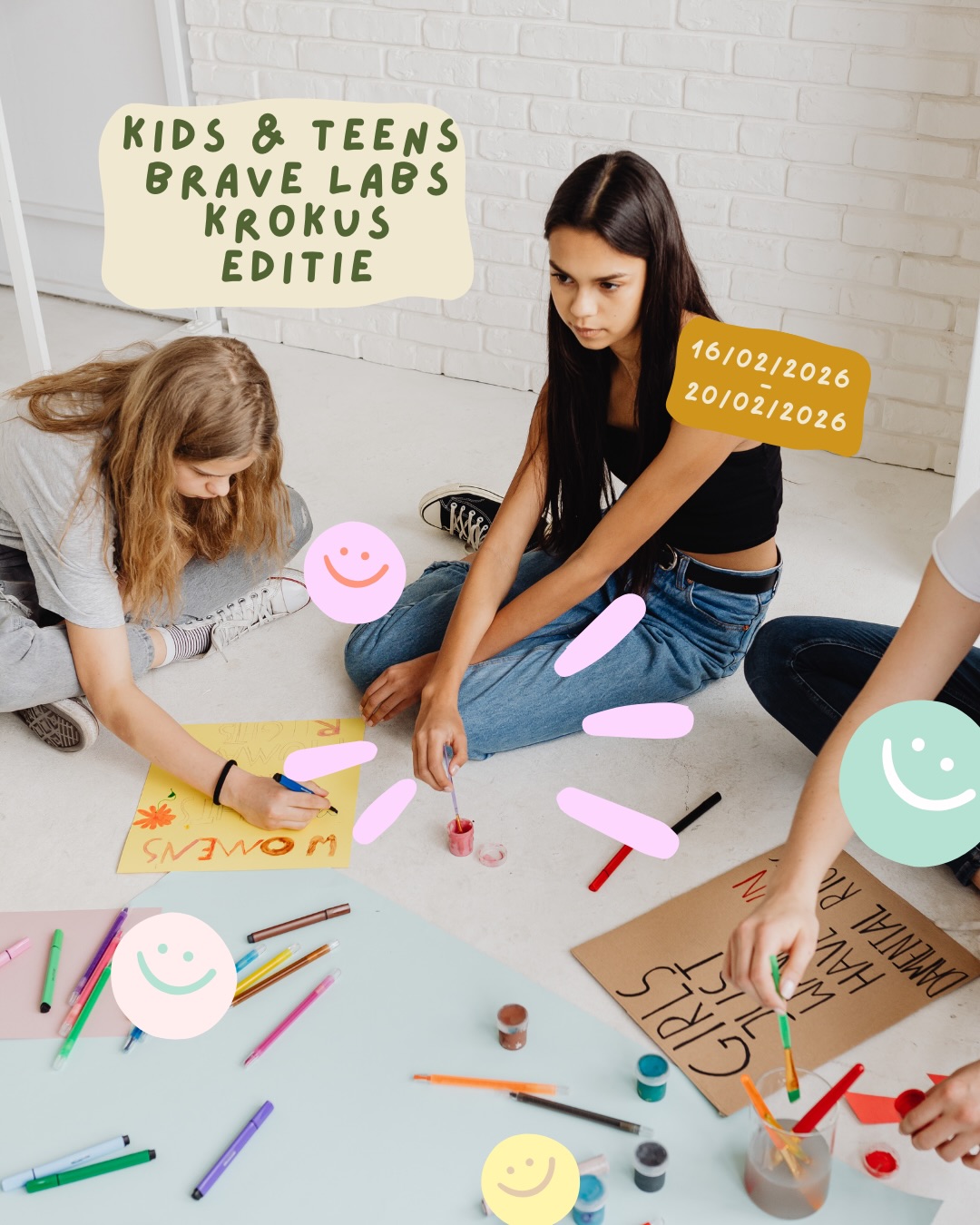 ✨🎨 Nieuw bij BRAVE SOULS: de BRAVE LABS Krokus editie!
Voor het eerst bieden we tijdens de krokusvakantie kleinschalige creatieve ateliers aan voor kinderen van 5–9 jaar en jongeren van 10–15 jaar. 🖌️👫
In een veilige, warme en vertrouwde omgeving kunnen kinderen & tieners ontdekken, spelen, experimenteren en hun creativiteit de vrije loop laten.
Alles gebeurt in een kleine groep met persoonlijke begeleiding, zodat ieder kind op eigen tempo kan groeien en zichzelf kan zijn.
Halve & hele dagen beschikbaar, met drankjes & snacks voorzien (lunch zelf meenemen).
Deze krokusvakantie wordt een unieke kans om je kind een creatieve, speelse en verbindende ervaring te laten beleven! 🌟
Schrijf je in via de link in bio of stuur ons een DM voor meer info!
#bravelabs #krokus #vakantie #workshop #creatief