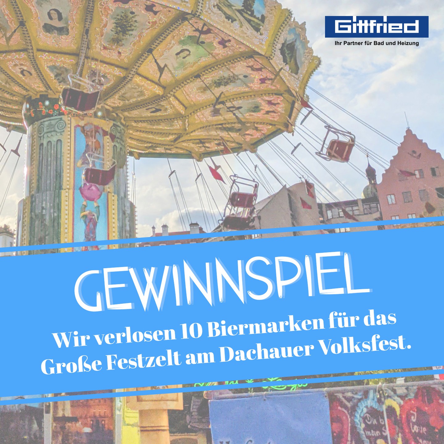 🍺 GEWINNSPIEL 🍺 BEENDET 🍺
Es ist wieder Volksfestzeit in Dachau!
Wir verlosen 1x10 Biermarken für das Große Festzelt am Dachauer Volksfest 2023.
So nehmt ihr an der Verlosung teil:
❤️ schenkt dem Beitrag ein Herz
📲 folgt uns @gittfried_karlsfeld
🍻 schreibt in die Kommentare mit wem ihr dieses Jahr auf's Dachauer Volksfest geht.
Das Gewinnspiel läuft bis zum 12. August 2023 um 12:00 Uhr. Der/die Gewinner/in wird per Direktnachricht von uns angeschrieben und muss uns innerhalb von 24 Stunden antworten. Ansonsten verfällt der Anspruch auf den Gewinn.
WICHTIG: Die Gewinnbenachrichtigung kommt nur über unseren Account @gittfried_karlsfeld.
Wir wünschen allen Teilnehmern viel Glück und schöne Volksfesttage. 🎡
Das Gewinnspiel steht in keiner Verbindung zu Facebook oder Instagram. Es wird in keinster Weise von Facebook/Instagram gesponsert, unterstützt und/oder organisiert.
Teilnahmeberechtigt sind alle in Deutschland wohnhaften Personen ab 18 Jahren.
Der/die Gewinner/in wird per Zufallsprinzip nach Beendigung des Gewinnspiels ermittelt.
#gittfried #karlsfeld #gittfriedkarlsfeld #gewinnspiel #volksfest #dachauervolksfest #biermarken