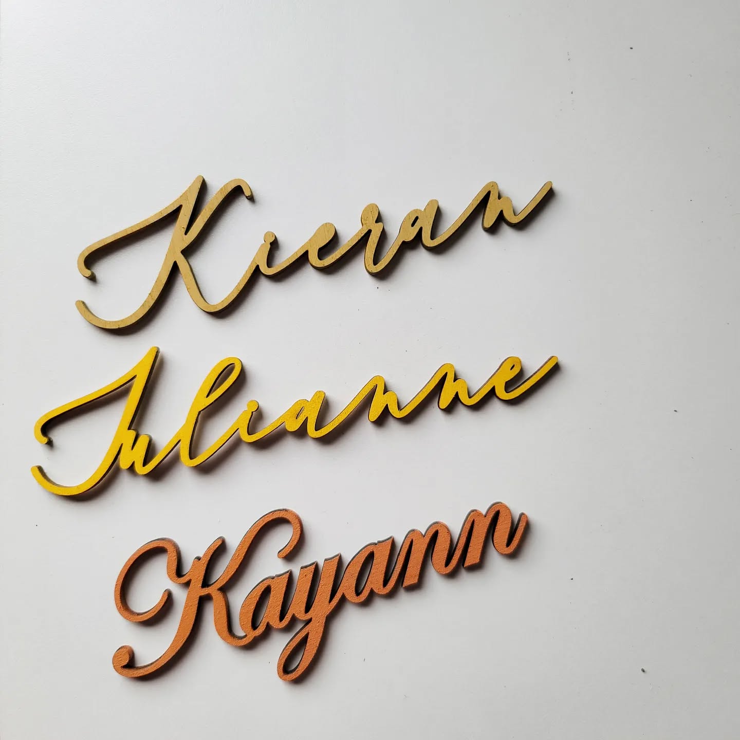 Options! We have so many colors to choose from. What's your favorite color?!
.
.
.
.
#lasermade #woodword #woodworking #placecards #weddingdetails #showerdetails #wedding #namescards #love #heasked #Events