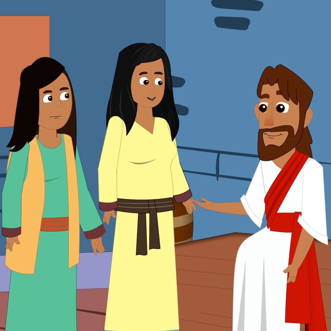 Myndband um Mörtu og Maríu er komið á YouTube.
Marta og María bjuggu í Betaníu, litlu þorpi rétt hjá Jerúsalem, með bróður þeirra, Lasarusi. Marta var myndarleg húsmóðir en María róleg og oft hugsi. Hún varð mjög áhugasöm um allt það sem Jesús hafði að segja en það pirraði Mörtu sem hafði í allt of mörgu að snúast. Jesús sagði Mörtu að einföld máltíð hefði verið í góðu lagi, María valdi það besta í stöðunni, að hlusta á hann á meðan það var hægt því hann yrði ekki á jörðinni mikið lengur.