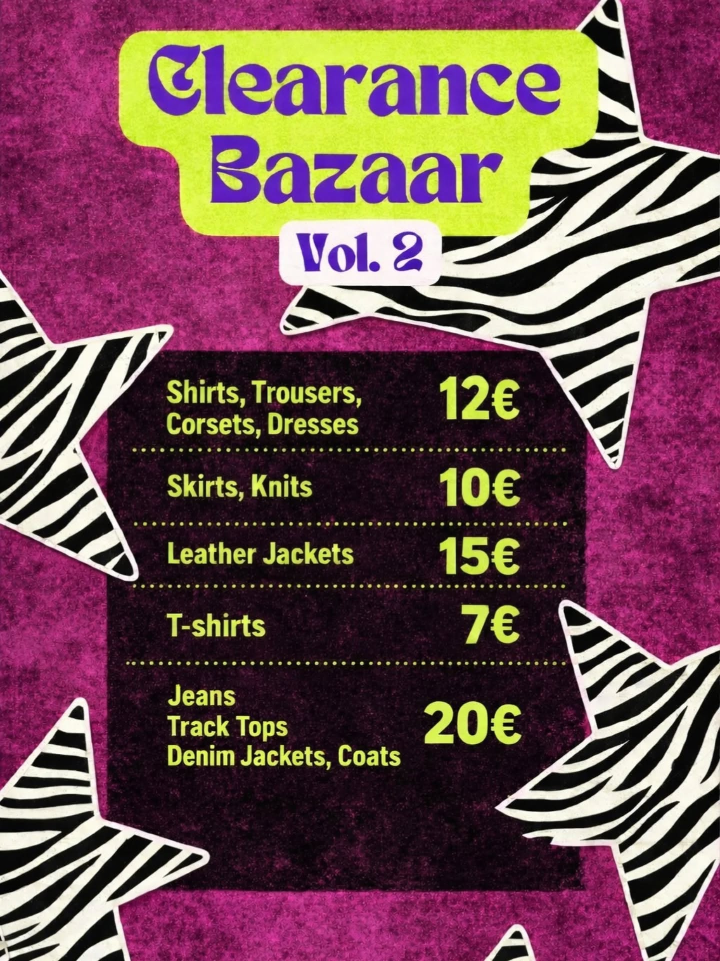 Κάνουμε χώρο στο μαγαζί για να έρθουν καινούρια κομμάτια,
οπότε κατεβάζουμε κι άλλο τις τιμές! 💸
Οι τιμές που βλέπετε στην αφίσα ισχύουν:
✨ και στο φυσικό κατάστημα
✨ και στο e-shop
We’re making space in the shop for new pieces to come,
so we’re dropping the prices even more! 💸
The prices you see on the poster apply:
✨ in-store
✨ and online (e-shop)
See you in store & online 🖤