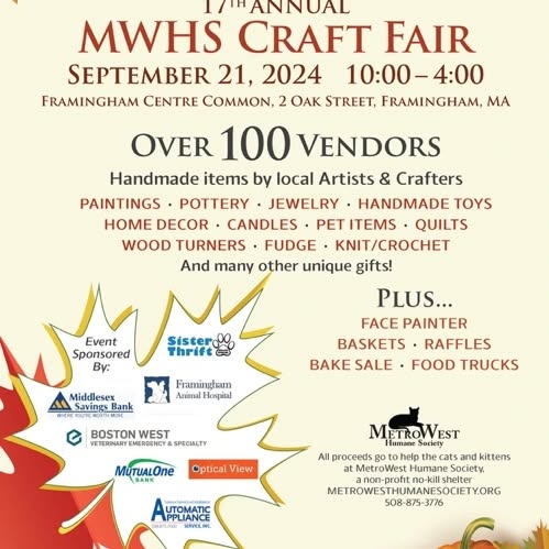 As we head into September don't forget to check out our friends @irishkittenshop on the 21st at the #MWHS craft fair in Framingham!!!