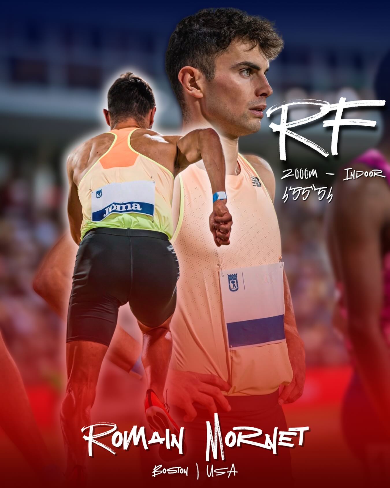 𝐑𝐨𝐦𝐚𝐢𝐧 𝐌𝐨𝐫𝐧𝐞𝐭 | 𝐓𝐫𝐚𝐜𝐞 𝐬𝐨𝐧 𝐡𝐢𝐬𝐭𝐨𝐢𝐫𝐞 🇫🇷
Hier soir, du côté de Boston, l’athlète de La Roche-sur-Yon a marqué l’histoire en s’octroyant le 𝐫𝐞𝐜𝐨𝐫𝐝 𝐝𝐞 𝐅𝐫𝐚𝐧𝐜𝐞 𝐝𝐮 𝟐𝟎𝟎𝟎 𝐦 𝐞𝐧 𝐬𝐚𝐥𝐥𝐞 𝐞𝐧 𝟒’𝟓𝟓”𝟓𝟒, lors d’une course marquée par un autre record :
celui du record du monde, réalisé par Hobbs Kessler (USA) en 4’48”79.
À chaque course, Romain marque un peu plus l’histoire de l’athlétisme français.
📸 @samshutter_ (support visuel)