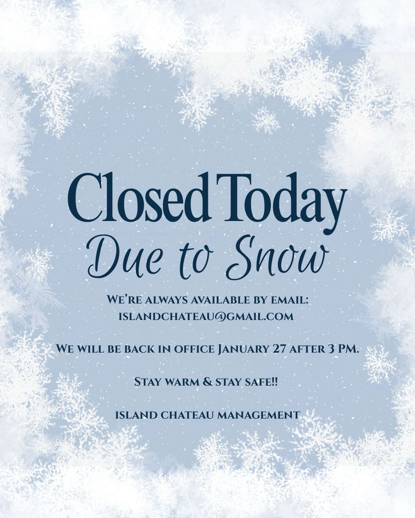 Stay warm & stay safe everyone!
Contact us by email for any questions: islandchateau@gmail.com
#islandchateau #statenisland #statenislandbusinesses #cateringhallstatenisland #statenislandny