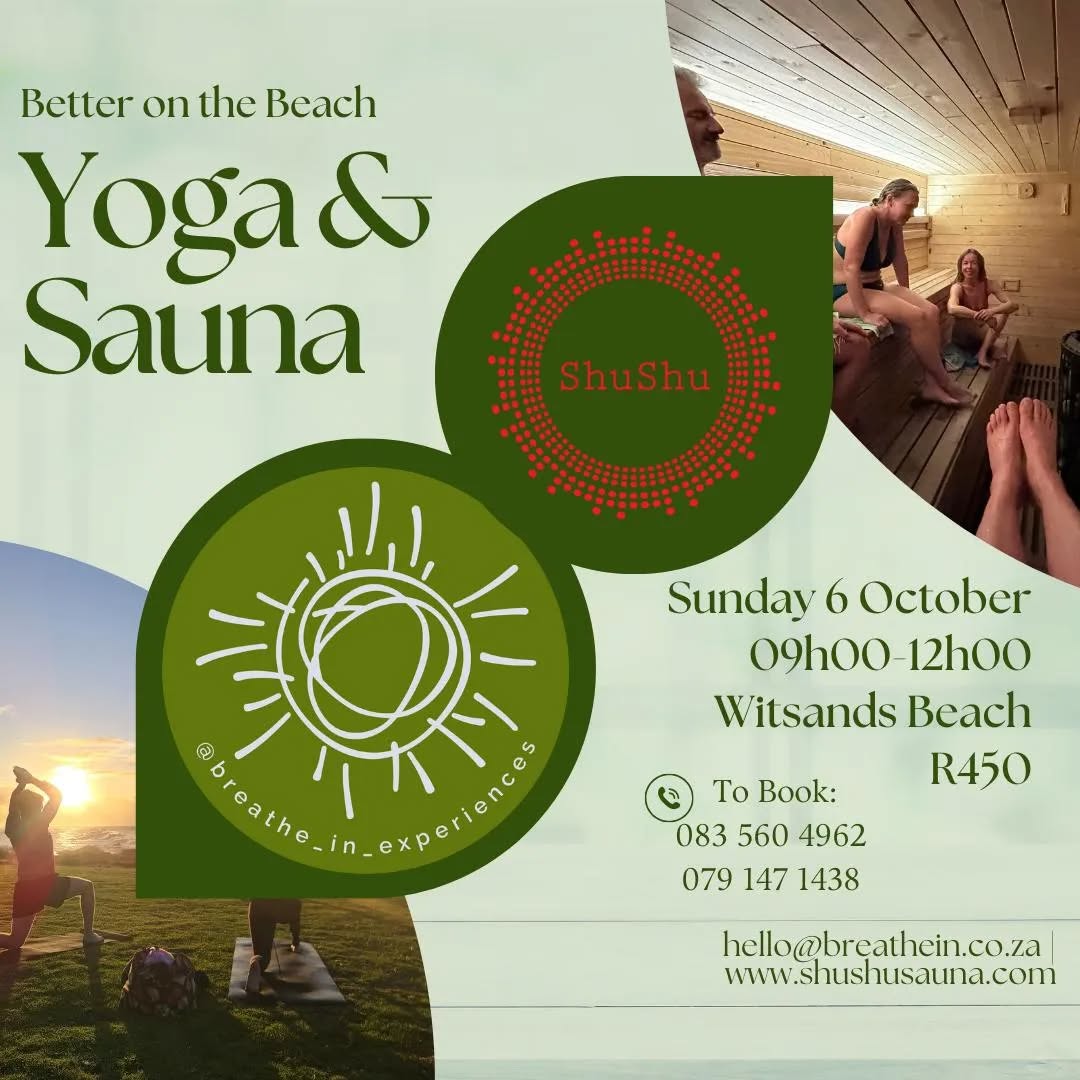 Love your Sundays with @breathe_in_experiences and @shushusauna 💛
We're teaming up to bring Cape Town its first beach yoga and sauna experience!
Set up a Sunday of self-love with the perfect combination of movement and stillness on one of Cape Town's most beautiful beaches.
Tickets are limited! Whatsapp or email to book your spot.
#Capetown #sauna #yoga #secretcapetown