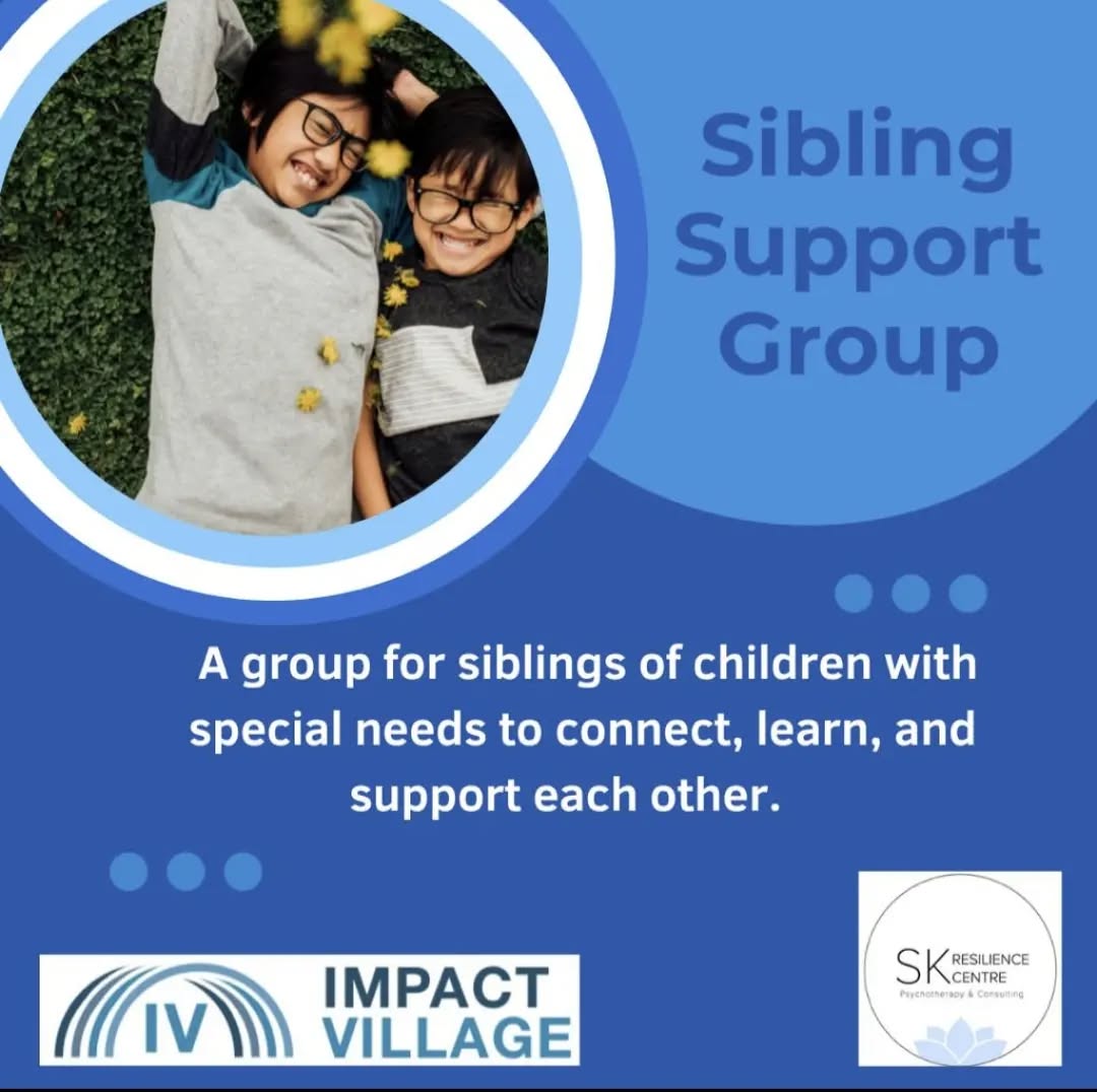 “Anything is possible, when you have the right people there to support you.” - Misty Copeland
At Impact Village, we're all about being that community of support for our clients and their families - and that includes ALL family members.
Siblings are in a unique position as they are often supporting their older/younger siblings with extra needs in a variety of ways and can sometimes take on additional caregiver responsibilities -- whether it's being an extra friend at recess or helping their sibling with an activity of daily living.
Because of their unique role and responsibilities, we know that they would greatly benefit from their own support system, or group of peers, where they can connect with others who have shared experiences. We are so excited to be partnering with Sabrina Khandai, a Registered Psychotherapist and the owner of @skresiliencecentre, to bring this much-needed mini-community to those who could really use it.
In this group, they will learn more about their sibling's diagnoses as well as strategies that will help them manage their own feelings during challenging moments of frustration and overwhelm. It is our hope that these siblings will leave this session with a better understanding of their sibling’s needs, with an appreciation for their incredible contributions to their family, all while feeling validated as sibling of a child with special needs, who also has their own individual experience.
If you're interested in learning more about this group, or would like to reserve a spot, please email info@impactvillage.ca before Wednesday, March 8th, 2023.