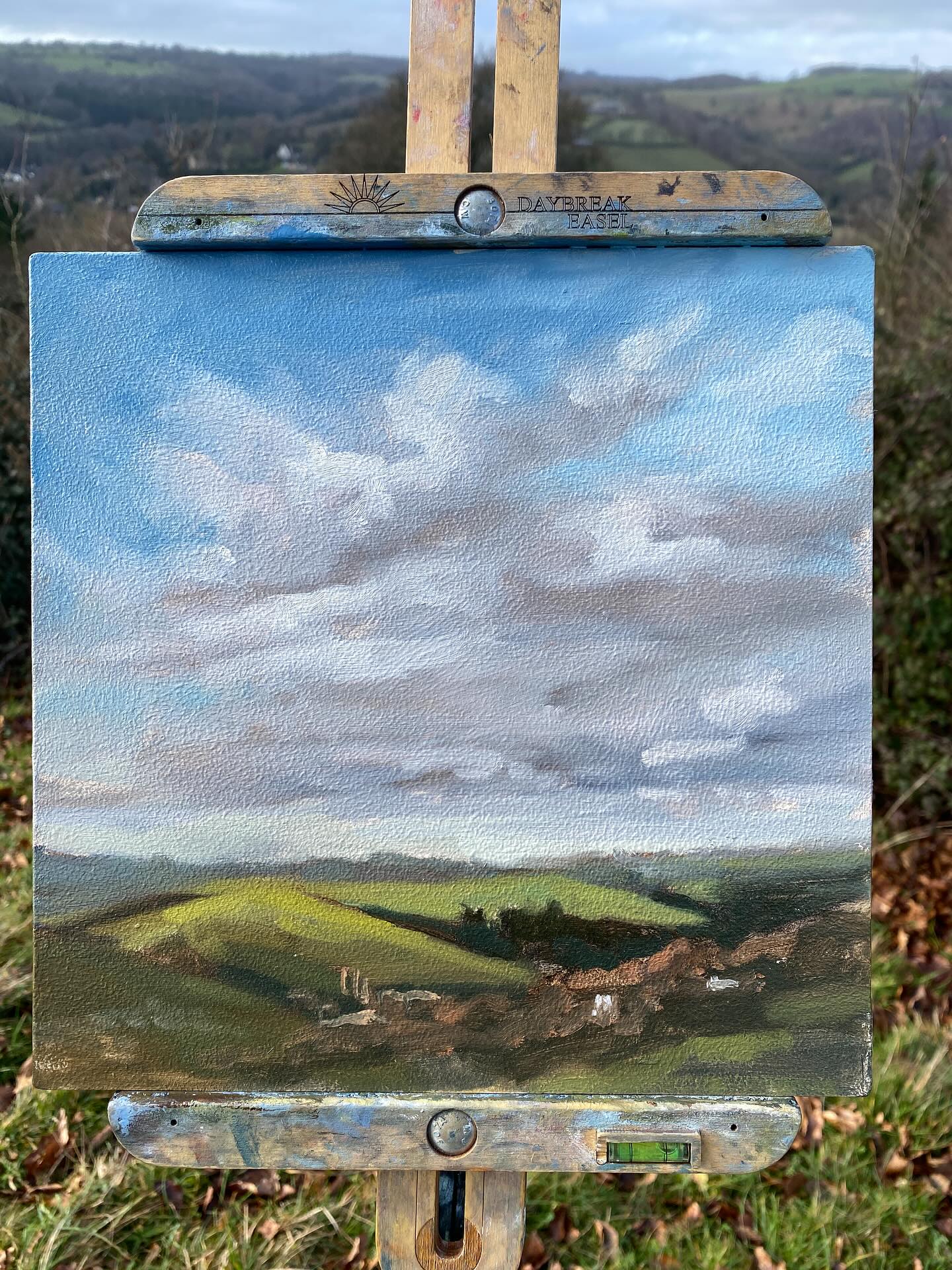 Finally got myself back out paintjng!!
I have not painted out regularly for ages - and think maybe I’ve now got out of the habit. As a result, I think I slightly lost my confidence. This results in a vicious circle – you don’t go out if that’s happened, so you lose more confidence et cetera et cetera
Anyway – today – as usual – the intrepid @stroudartcoop Sunday painters posted a location and I thought I would give it a go.
I had a very nice hour and a half standing on a windy hillside with Amberley behind me and the valley below. I obviously painted the stunning sky as it was well within my comfort zone – I will branch out next time.
Had a lovely coffee in the café at the church, wittering with ( or possibly “ at”) other artists ,, and got home in time for lunch. I have no idea why I’ve left it so long and definitely won’t let myself do this again.
#outsideisbetter #paintout #artistfriends #cotswoldslife