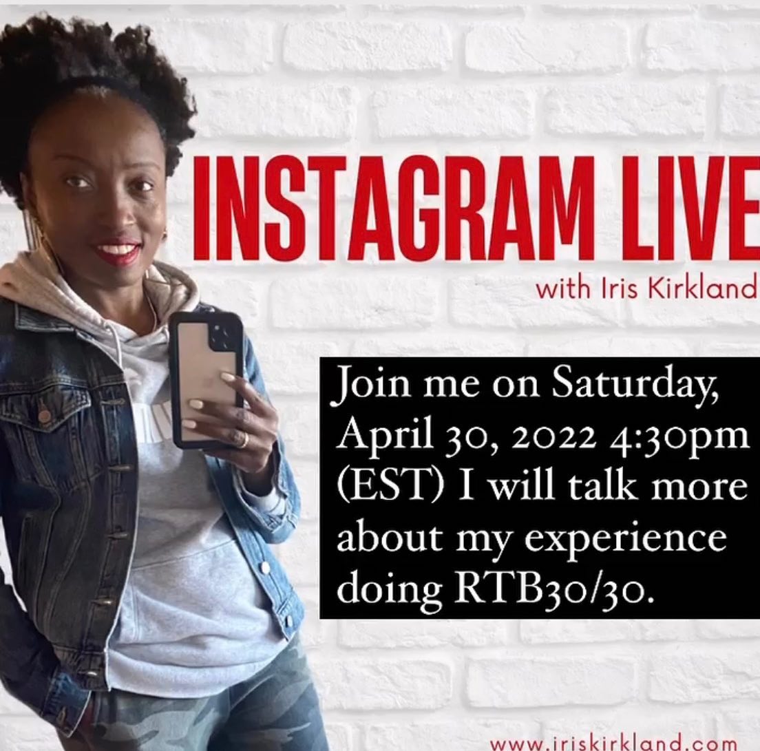 This Saturday I’m going to talk about the #RTB30/30 experience. Come hang out with me on the live!
#rtb30