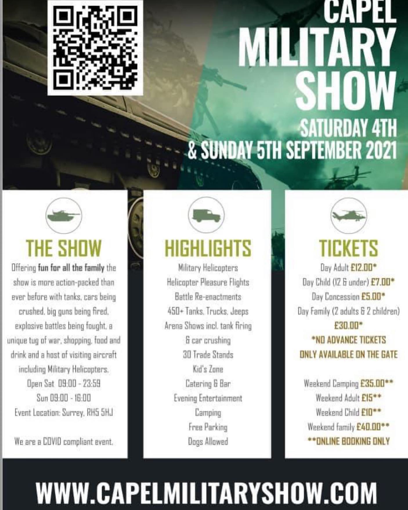 We can’t wait to be playing on the Saturday evening at the Capel Military Show. Come have an amazing day followed a by party with us!