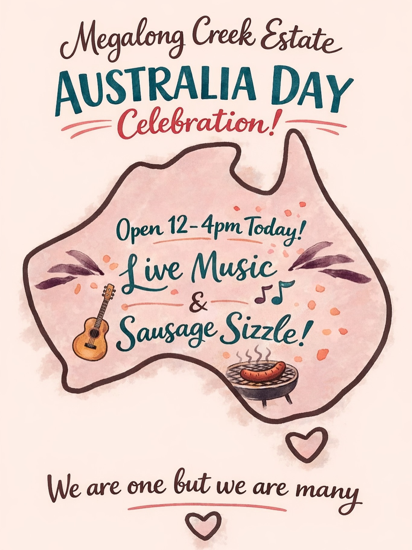 We are OPEN today 12-4pm - drop in for some Aussie tunes and a MCE Gourmet Shiraz and Beef Snag! #megalongcreekestate #weloveourcountry #australiaday #bluemountainswine #bluemountainsaustralia