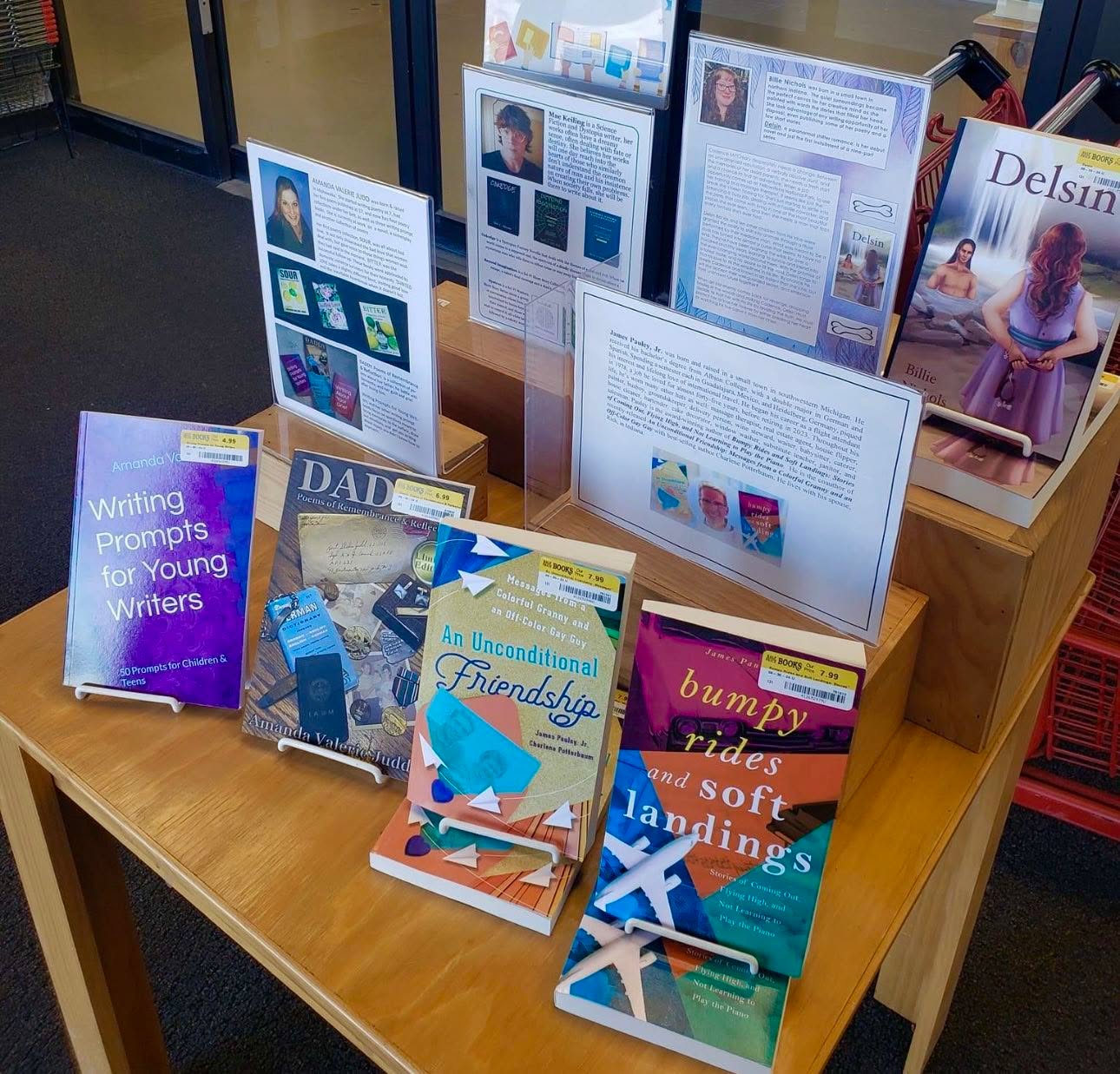 Please join me and fellow authors Billie Nichols, Amanda V. Judd, and Mae Keiling for a book signing this Saturday, September 14th. It will be at Half Price Books in Mishawaka from 12:00pm to 4:00pm. I'll be offering my books (both hardcover and paperback) at 20% off. They make great gifts, so please come and get your signed copies this Saturday!
Half Price Books
5608 Grape Rd.
Mishawaka, IN 46545
#anunconditionalfriendship
#bumpyridesandsoftlandings
#greatreads
#memoir
#humor
#nonfiction
#booksigning