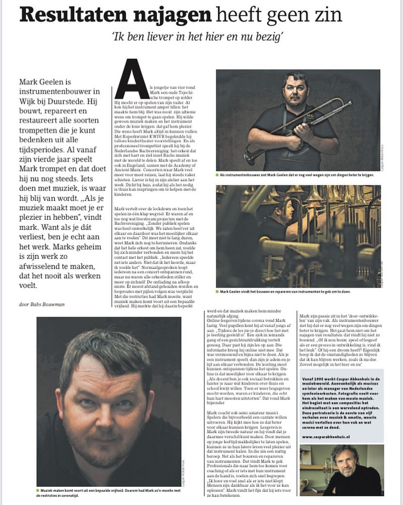 Dit is een eerste artikel van een vijfdelige portretserie Muziek & Emotie. Vijf bijzondere verhalen over musici uit deze regio. Caspar Abbenhuis maakte de prachtige indringende foto’s. Ik schreef het verhaal. Vanaf morgen online en in print te lezen in Bunniks Nieuws. Beslist de moeite waard