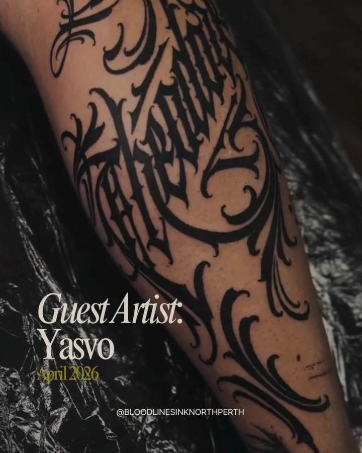 ✨ Guest Artist Alert ✨
Yasvo is coming to Perth! We’re so excited to be hosting her at Bloodlines Ink between April 14th-22nd. Dm @yasvotattoo to book your spot!!
.
.
.
.
.
.
.
.
.
.
.
.
#perthtattoo #guestartist #blackwork #blackworktattoo #letteringtattoo