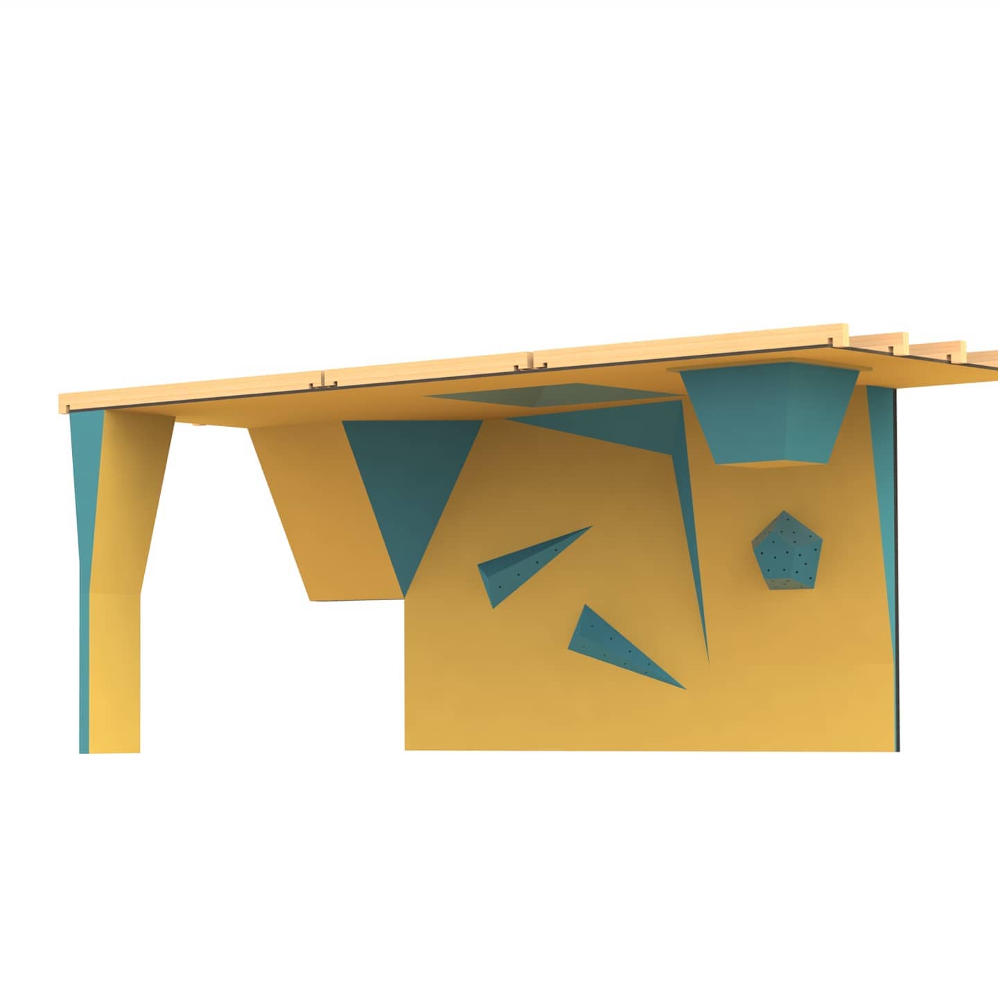 Neues Projekt! Individuelle Boulderwand für Carport mit 25qm Kletterfläche, negativ Pyramide im Dach und versetzbarem Dachvolumen (Stalaktit) mit 1,5 qm Kletterfläche