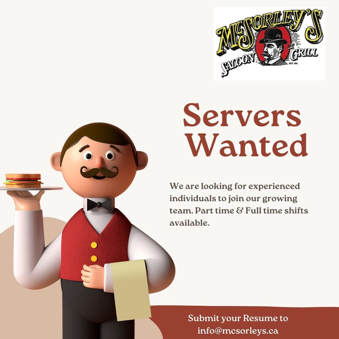 Looking for a serving job?
At Mcsorleys, we're looking to grow our team.
Part time & Full time shifts available.
Please email us your resume at info@mcsorleys.ca
or contact us at 416-932-0655 & drop off your resume. #TorontoBars #TORestaurants #TorontoEats #leaside #leasidelife #rosedale #midtowntoronto #davisvillevillage #leasidemoms #eastyork #lawrencepark #bayviewvillage #northyorktoronto #yyz #toronto #leasidetoronto #torontosportsbar #torontopub #localsportsbar #torontofan #torontolove #torontosociallife