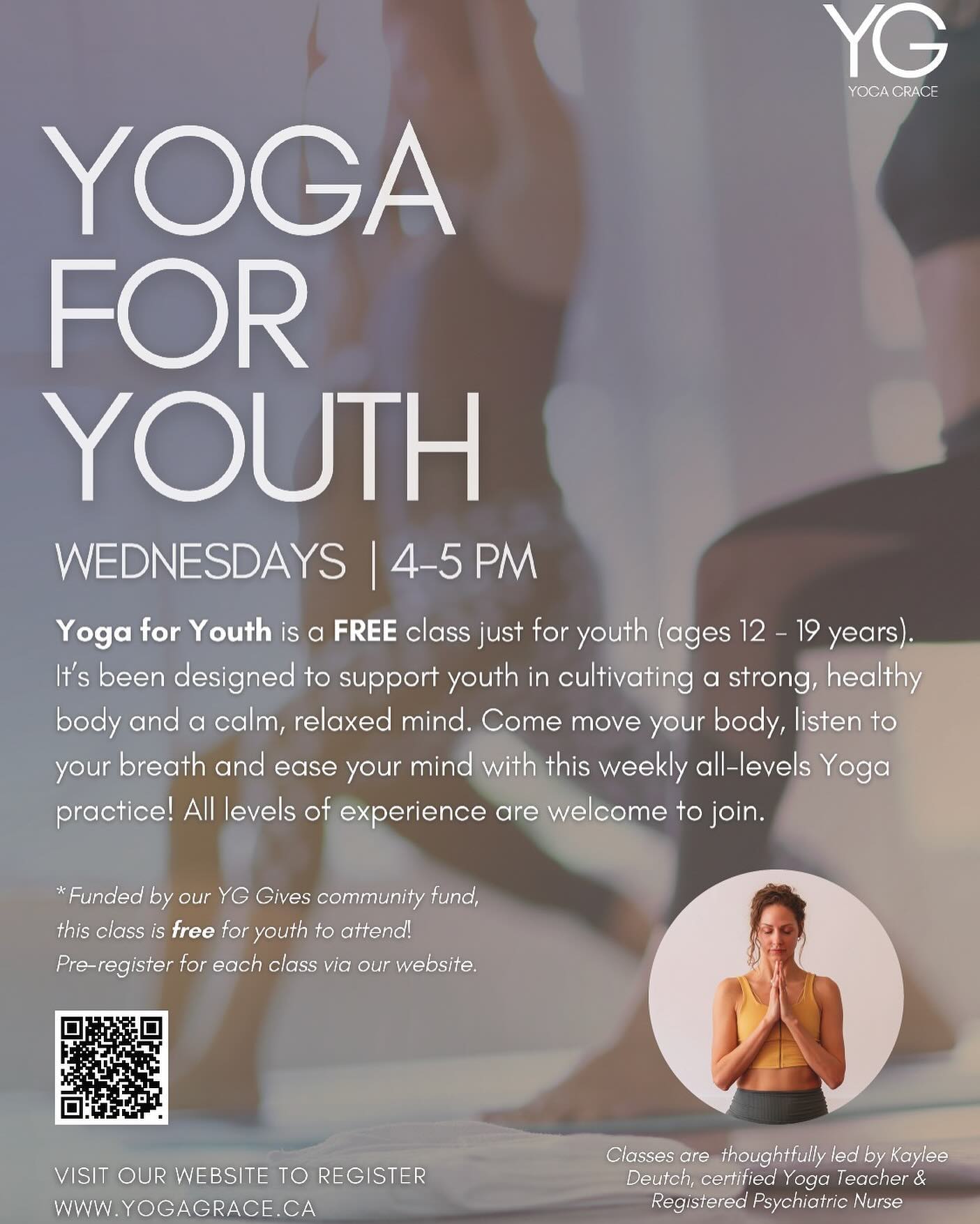 Each class different and crafted weekly, woven with a unique sankalpa (intention).
Class is Free for youth 12-19. Sign up @yogaandgrace website 💛 see you on your mat!🧘♂️🧘♀️🧘