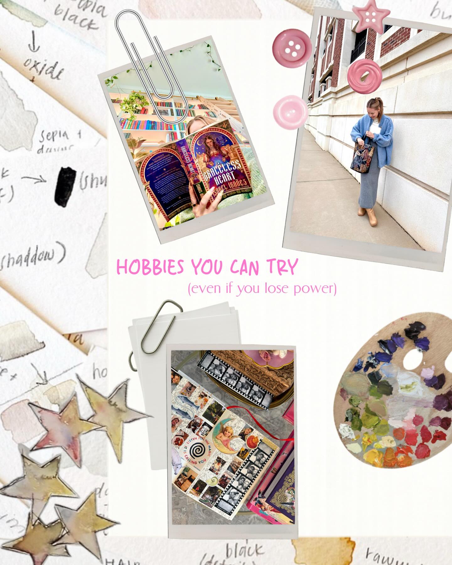 Hobbies that don’t require electricity 🔌 💥
Anyone else anticipating maybe losing power from this winter storm this weekend? The good news is there are a ton of things you can do that require zero power or Internet.
Honestly, these are great ways to pass the time even if you’re just trying to unplug from every day life.
What are some of your favorite hobbies? Lmk! 💗