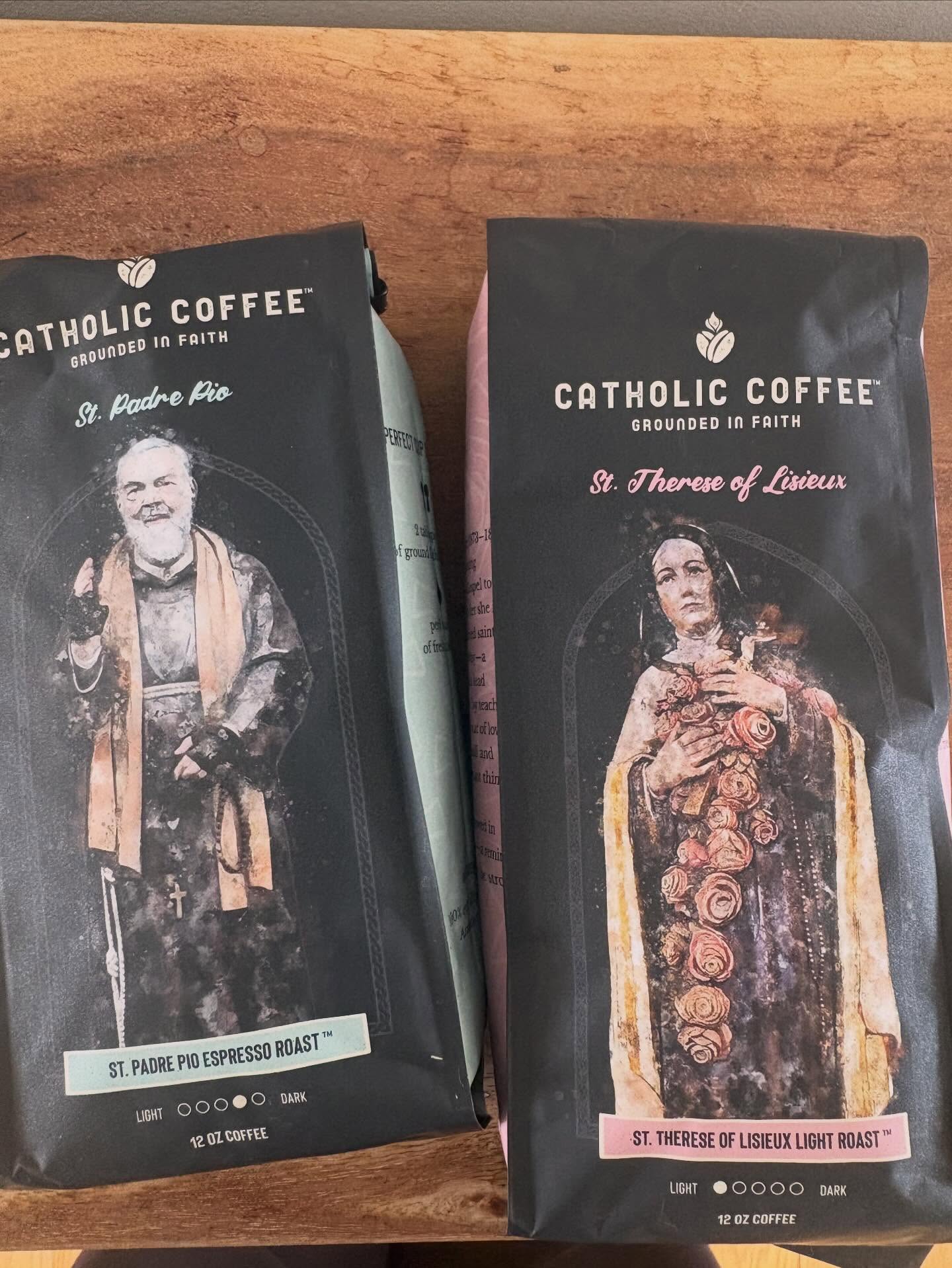 We proudly serve catholic company coffees! Their coffee is grounded in faith and each roast is named after a saint or sacred devotion. @catholic.coffee