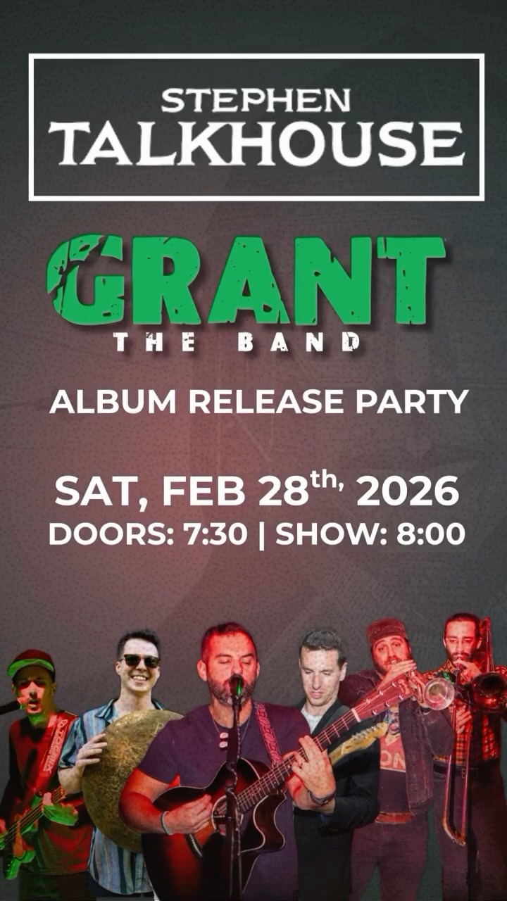 NEXT UP. TALKHOUSE.
Honored to share the stage, graced by legends. This one matters. Hope to see you there to celebrate our upcoming new album. Original Music and Fun Covers to be expected. Dancing is mandatory.
Sat, Feb 28th
Doors 7:30 | Show: 8:00PM
Tickets - link in bio or stephentalkhouse.com
๐ถ Live. Loud. Present.
#granttheband #stephentalkhouse #originalmusic #livemusic #indierock