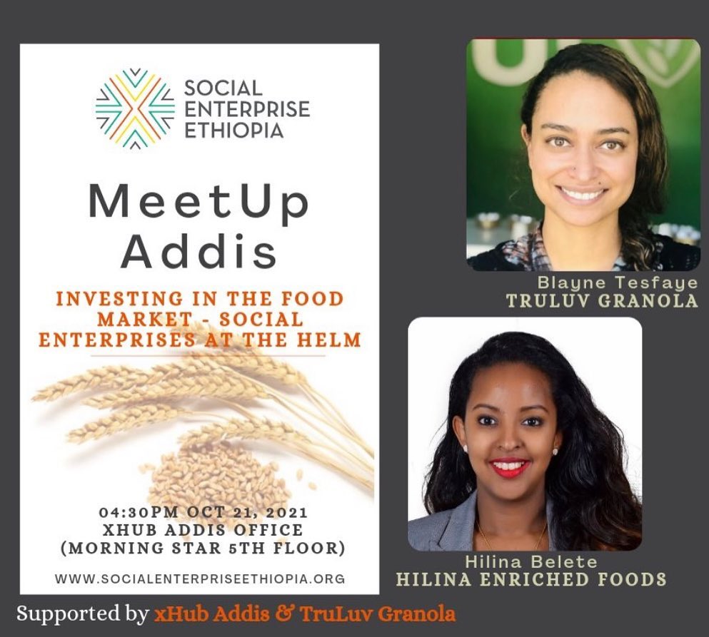 Join us tomorrow to hear @blayne_mt speak about what’s missing in Ethiopia’s food market, and what we’re trying to do about it! Also hear from powerhouse, Hilina, of Hilina Enriched Foods!
RSVP: via email using melat@socialenterpriseethiopia.org or via phone +251900799877
#truluvgranola #ethiopia #addisababa #food #foodie #health #healthy #snack #love #fun #africa #ethiopian #event #foodinaddis #addis #womeninbusiness #womenentrepreneurs #socialentrepreneurship