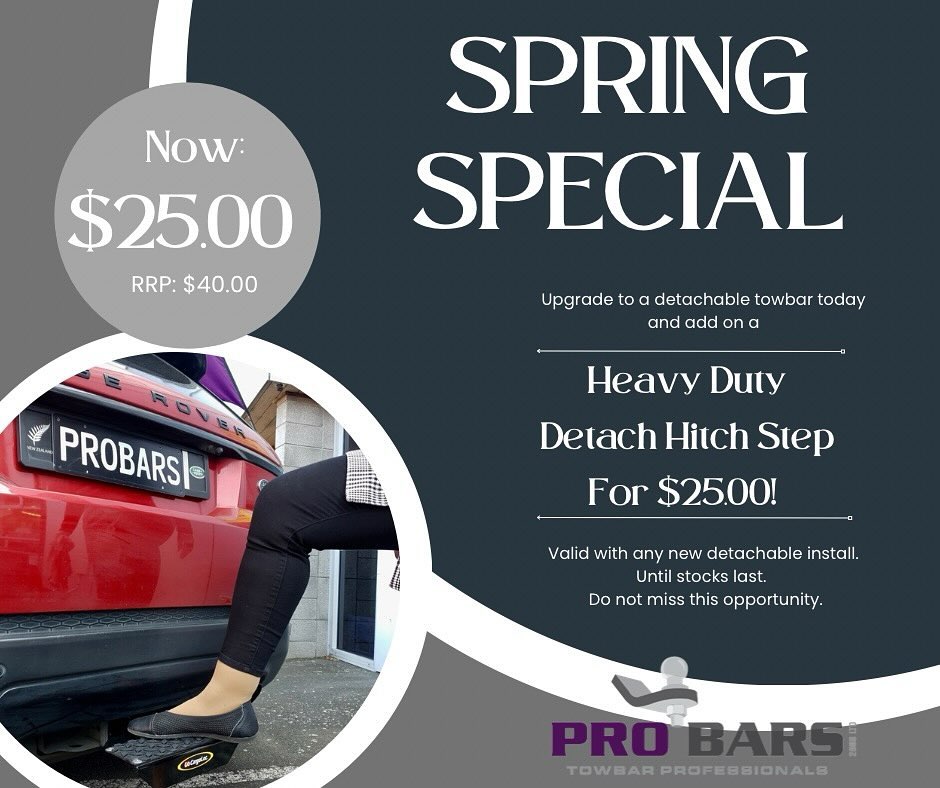With the new season upon us, brings a new special! 🌼
The chance to upgrade for less with us!
Upgrade to a removable towbar and add on a Heavy Duty Hitch Step to get into those tucked away places in your vehicle, making everything more accessible with less effort!
Only until stocks last, don’t miss this opportunity 🤪
#detach #towbar #hamilton