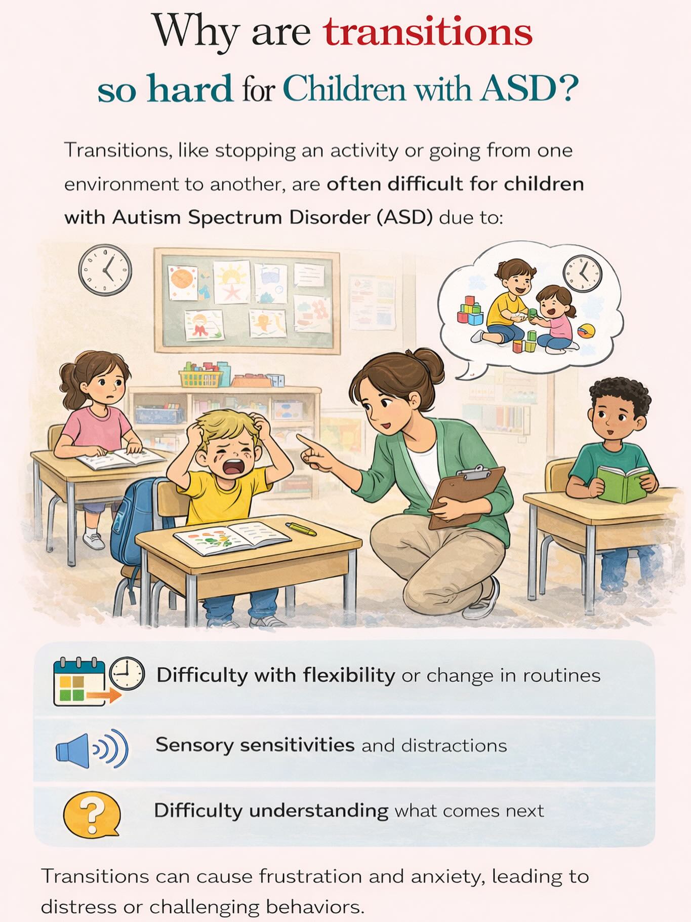 Transitions can be especially challenging for children with ASD.
Moving from one activity to another often involves changes in routine, sensory input, and expectations- all of which can feel overwhelming.
Common reasons include:
✨ Difficulty with flexibility and change
🔊 Sensory sensitivities
❓ Not knowing what comes next
With visual supports, consistent routines, and preparation, transitions can become smoother over time.
#ABA #AutismSupport #Transitions #ASD #littlefootsg