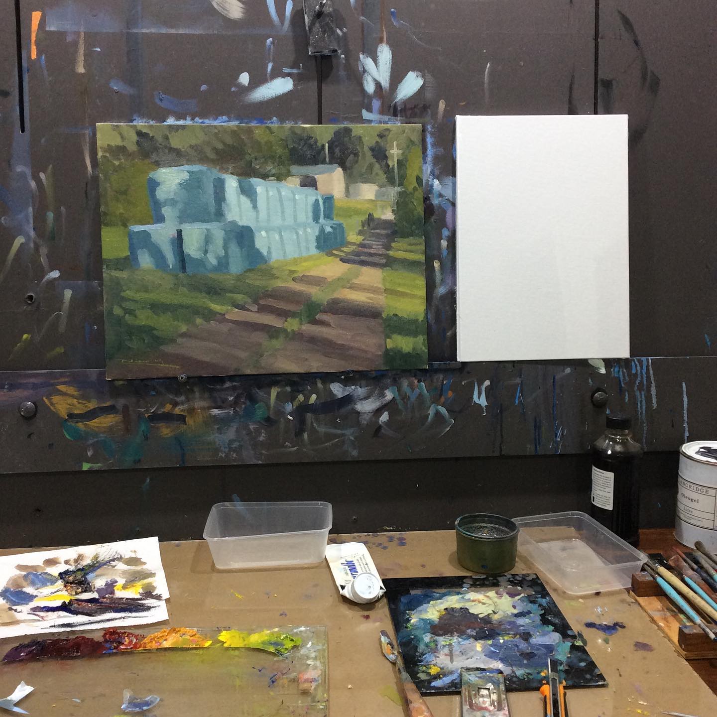 Messing around with bales and paint 🎨#oilpaint #oilpainting #classicalart #artist #sapphirecoastnsw #pleinair