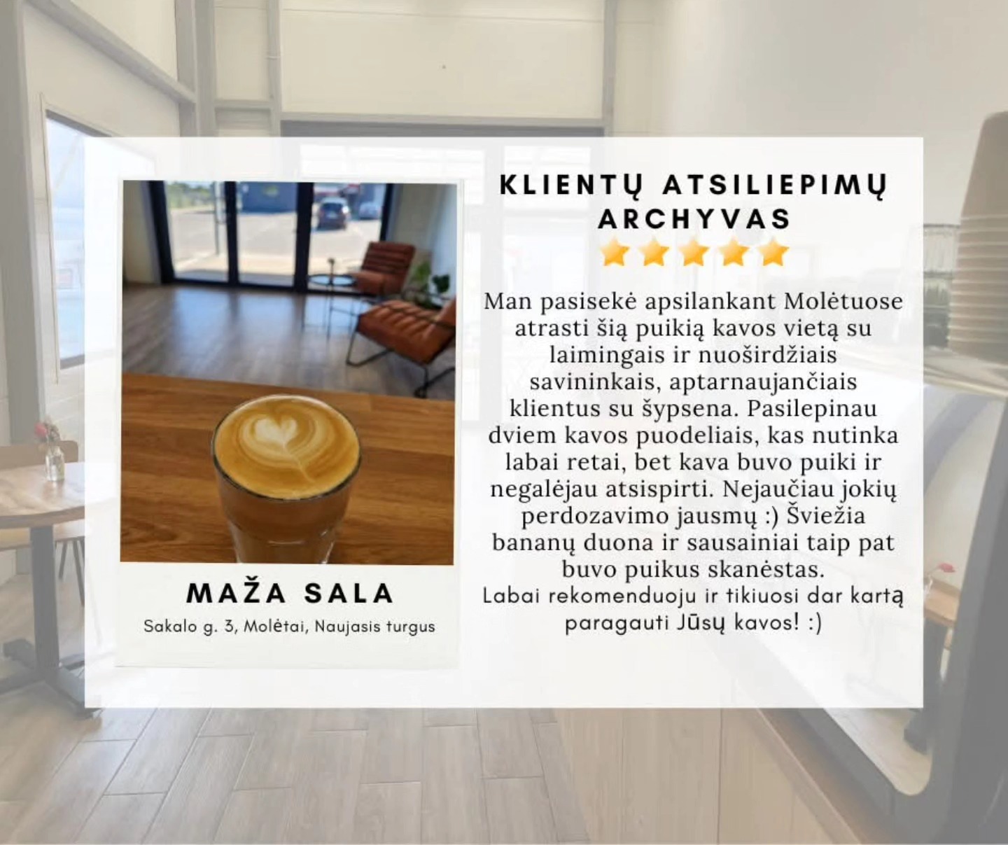 Kadangi nemažai mūsų klientų atvykstantys aplankyti Molėtų, o mes džiaugiames galėdami būti ta stotele, kurioje galima sustoti pasimėgauti kava, paragauti mūsų gamintų desertų☕🥯 nutarėme, jog Joninių savaitę dirbsime visas 7 dienas🌿 Taip tikimės, jog visiems suteiksime galimybę pas mus užsukti😇 Joninių savaitę dirbsime:
I. 09:30 - 16:00
II. 09:30 - 16:00
III. 08:30 - 16:00
IV. 08:30 - 16:00
V. 08:30 - 16:00
VI. 08:30 - 16:00
VII. 08:30 - 16:00
#Molėtai #svieziakava