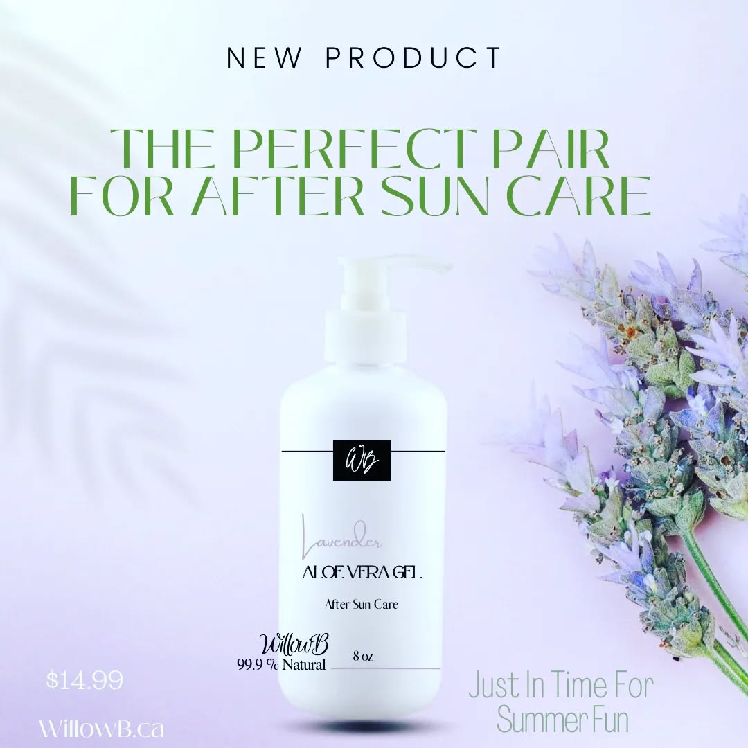 NEW PRODUCT ALERT
Aloe Vera and Lavender the perfect combination for hydration and healing after a fun day in the sun.
Shop https://www.willowb.ca/product-page/lavender-aloe-soothing-gel
#willowb #aloevera #lavender #sunshine #skincare #naturalbeauty