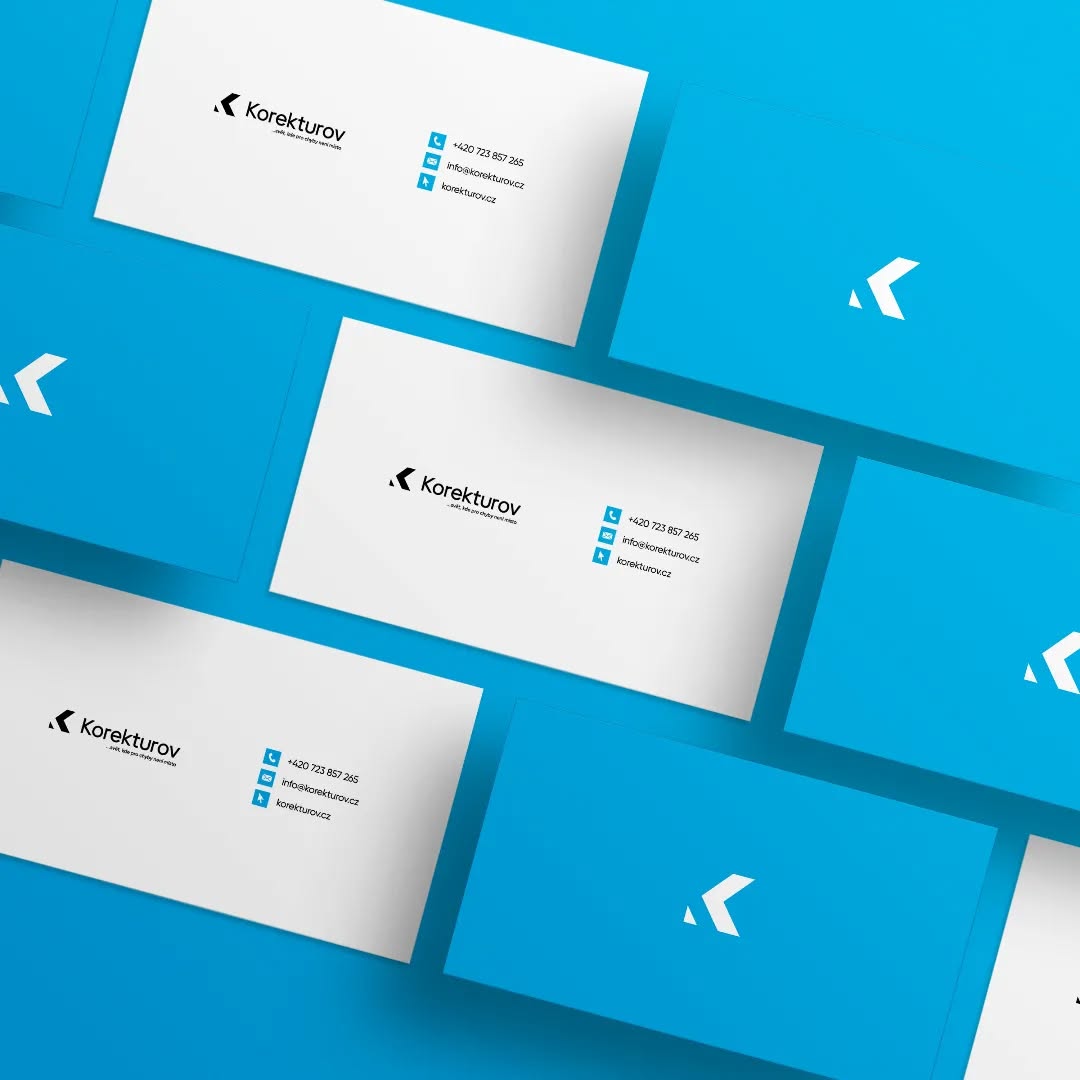 Logo a vizitky pro portál Korekturov.✅
Logo se skládá ze tří částí:
- První část reprezentuje grafický prvek, který je tvořen geometrickým ztvárněním odkazující na preciznost a profesionalitu nabízených služeb. Zároveň obsahuje efekt negativního prostoru, ten v sobě ukrývá iniciálu společnosti „K“ jako Korekturov.
- Druhá část se skládá z univerzální typografie názvu.
- Třetí částí pracuje s reprezentujícím sloganem "...svět, kde pro chyby není místo".
Dojem odbornosti podtrhuje zvolená modrá barva.
Tvorba grafiky -> 📨
.
.
.
Logo and business cards for the Korekturov portal. ✅
The logo consists of three parts:
- The first part represents the graphic element, which is made up of a geometric rendering referring to the precision and professionalism of the services offered. At the same time, it contains a negative space effect, which hides the initials of the company "K" as Korekturov.
- The second part consists of universal title typography.
- In the third part, he works with the representative slogan "...a world where there is no room for mistakes".
The impression of expertise is underlined by the chosen blue color.
Graphics creation -> 📨
#logo #grafika #design #logodesign #antoninparal #logodesigner #like #graphic #graphicdesign #grafickydesign #designlogo #kolin #kutna hora #freelance #korekturov
