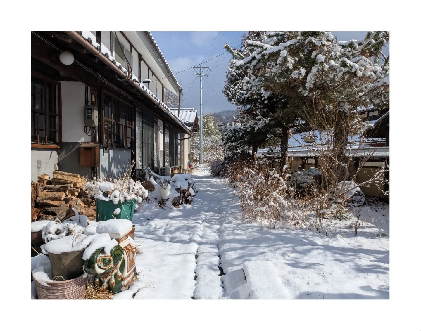 つづねの小路🐾
ここからつづねの畑に抜ける道。
特になんにもないんだけどワクワクする道。
春と夏は色々な花が咲く。
たまに白猫が散歩しています。
麻績村も薄っすら雪が降っております。
ちょうどいい雪景色が楽しめます❄️
#1日1組#古民家#雪景色#小路#nagano