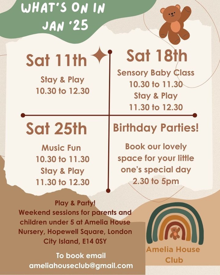 Happy new year - what is there to do on a cold Saturday morning? Escape the cold and come along to our Family Stay & Play session at Amelia House Nursery!
Email us at ameliahouseclub@gmail.com to book your free place this Saturday 11th Jan
.
.
#leamouthpeninsula #londonchildcare #nurserydecor #nurseryroom #baby #toddler
#LondonCityIsland #theislander #GoodluckHope #ameliahousenursery #businessowners #london #eastlondon #eastlondonnursery #meettheislanders #nursery