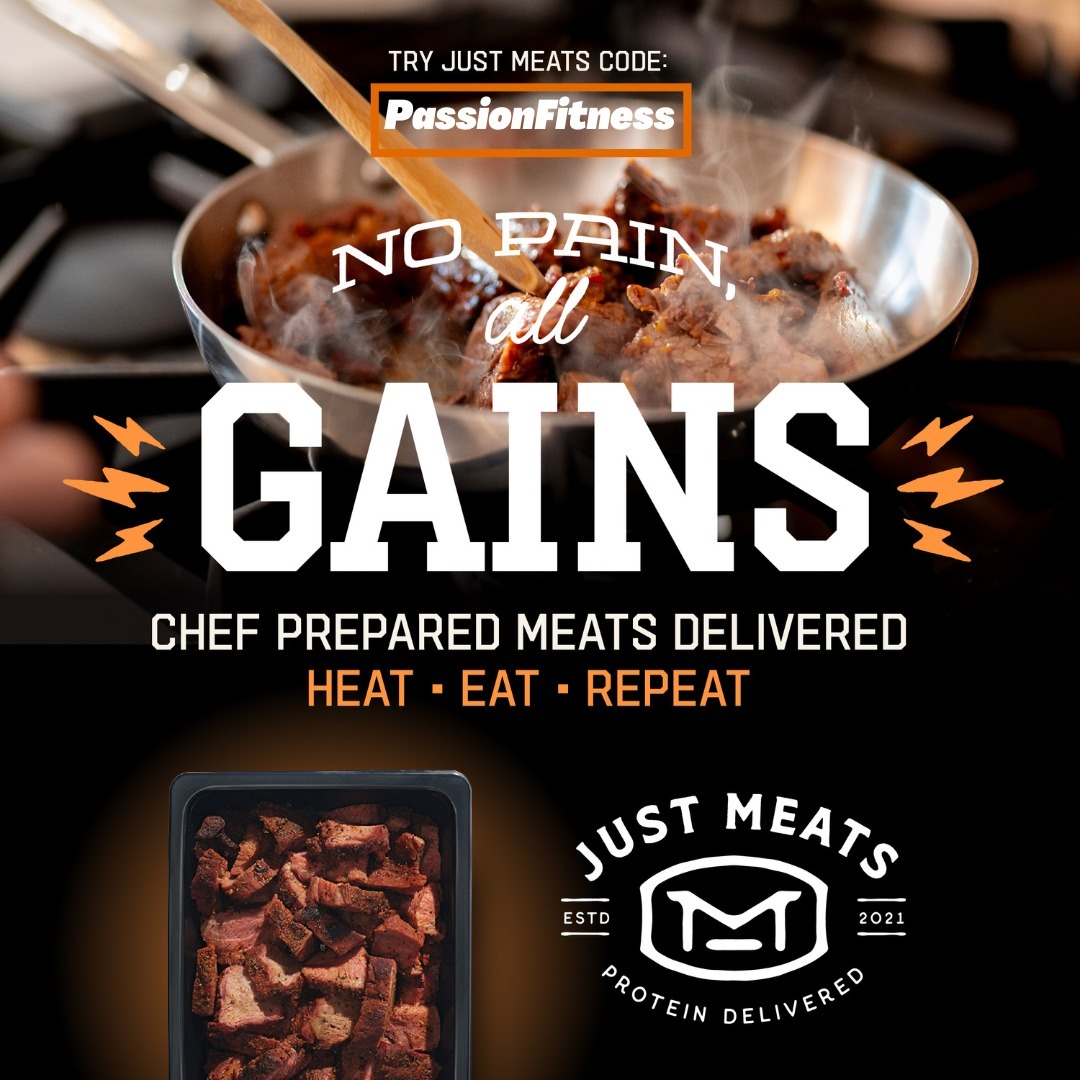 Protein Protein Protein! Its almost always the answer when someone asks me how they can improve their diet and weight loss goals. Just Meats makes that much easier. Its pre cooked meat that doesn't taste like your dried up 5 day old meal prep! Its made my life way easier, now I can do bigger and better things. Like sitting on the coach watching a Yankees game lol! As if that's not enough, they have lots of different meats to choose from that are all bomb! Braised Beef and Hawaiian chicken teriyaki are my favorites. Use code PASSIONFITNESS and get $25 off + 25% off on a subscription which is month to month. They will ship it and deliver it right to your door! Your Welcome @justmeats.co #justmeatsgym