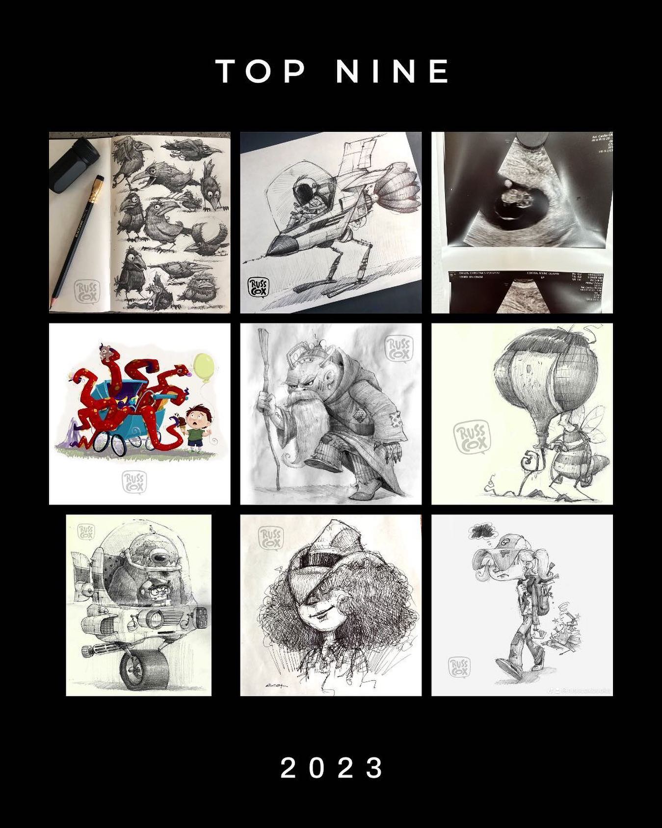 My top 9 posts from 2023. Cheers to 2024! #topnine2023 #kidlit #kidlitart #kidlitillustrator #doodles #sketches #illustration #instaartist #instaillustrator