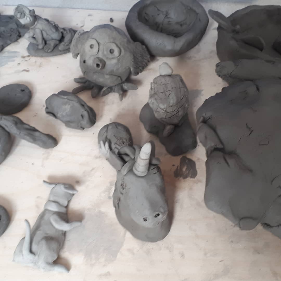 Lots of creativity happened yesterday. I cant show you everything as some people took them home but these are all going for firing and/or glazing. #granthamartstrail #investSK #creative #art #artist #ceramic #clay