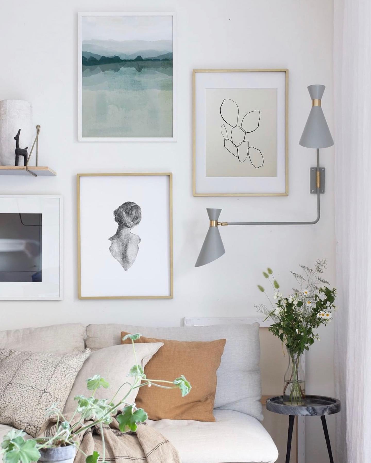 Thank you @myscandinavianhome for beautifully styling my “Cactus Line Drawing” in your living room all the way in Sweden! I love the palette! #mintedartists #gallerywall #scandinaviandesign