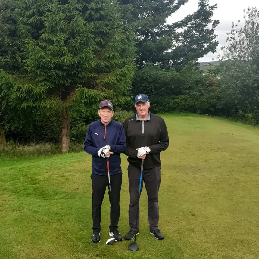 On the 1st tee playing in todays club championship final Graham Bolton and George Reynolds.... Best of luck to both players in todays 36 hole matchplay final.. ⛳🏌️♀️#clubchampionships #boltonvreynolds #again #rothesaygolfclub #argyll&butegolf #golf #scottishgolf⛳🏌️♀️