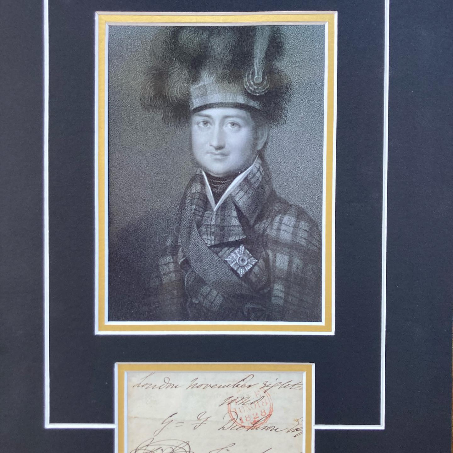 Lithograph and Letter from Major General James Duff, 4th Earl Fife, 3rd Baron of MacDuff
