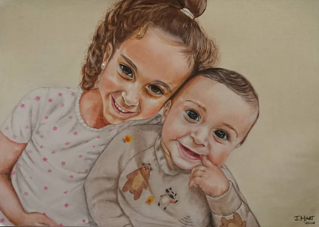 Recently completed commission of my friends beautiful grandchildren .......drawn using Faber-Castell polychromos.........