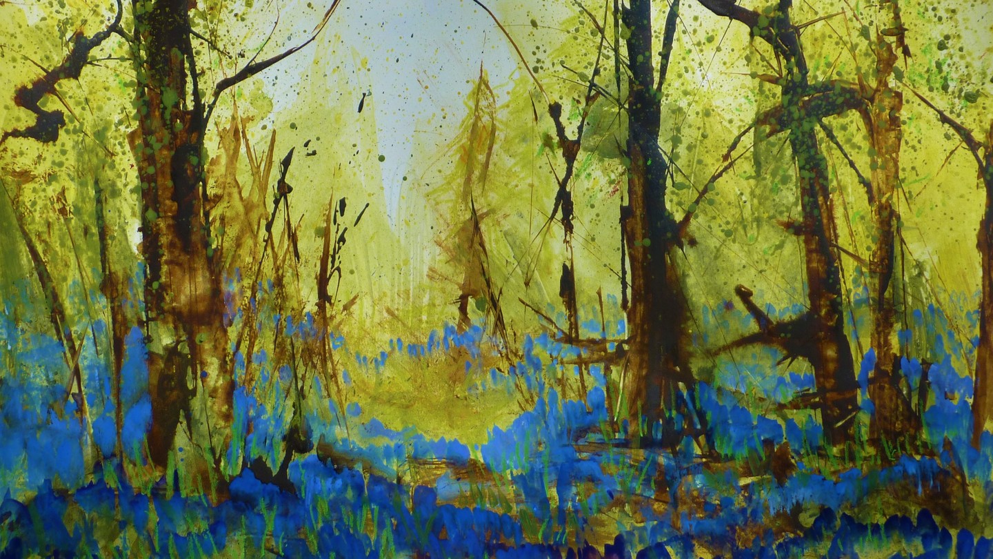 "Blue Bell Woods."
Acrylic ink, oil pastels, 50x 40 cm
Inspired by Durford Wood bluebells.
Here are ten amazing facts about bluebell woods taken from the Kent Wildlife trust.
1) Over half the world’s populations of these iconic wildflowers grow in the UK.
2) Bluebells are protected under the Wildlife and Countryside Act 1981. If you dig up a wild bluebell you can be heavily fined.
3) Ants help to spread bluebell seeds, so if you live near a bluebell wood you may find them popping up in your garden.
4) It takes several years for a native bluebell seed to grow into a bulb & subsequently flower.
5) Bees enjoy bluebell’s pollen & nectar. Sometimes they ‘steal’ it by biting a hole in the top of the flower.
6) The chequered skipper butterfly also nectars on bluebells, as do several moth species.
7) Folklore used to tell that bluebells ring at daybreak to call fairies to the woods.
8) Bluebell bulbs contain a starch that in Elizabethan times was used to stiffen ruffs.
9) Gum from the roots was used to glue feathers to arrows & in bookbinding.
10) Bluebell juice was said to cure snake bites, but is chemically very potent & can be toxic in large doses.
Ways to protect our flora and fauna:
Stay on designated paths. Keep dogs close. Leave BBQs at home. Take your litter home.
#bluebells #woodlandtrust #kentwildlife #hampshire #artistsoninstagram #woodland #britishwildflowers #flora #acrylicpainting #oilpastel #naturalhistoryillustration #britishartist #pac #galleryno30 #hampshireopenstudios2022 #hampshireartist