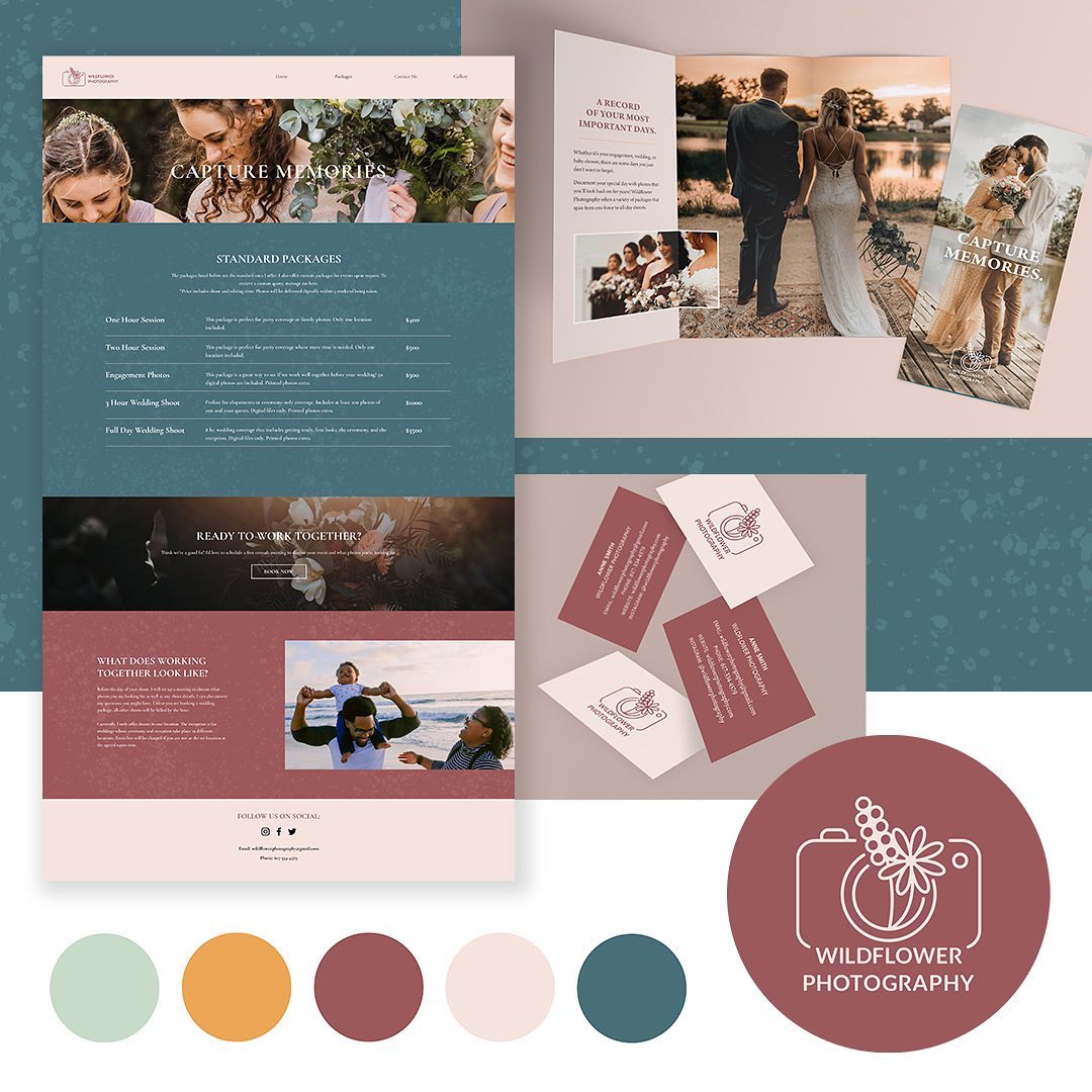 A full look at all of the pieces for Wildflower Photography’s branding project.
This is an example of the Business Branding Kit + Website package that I offer, and I’m accepting clients for this fall & winter.
#smallbusinessbranding #websitedesign #logodesigner #branddesign #branddesigner #brandboard #graphicdesign #ohiodesigner