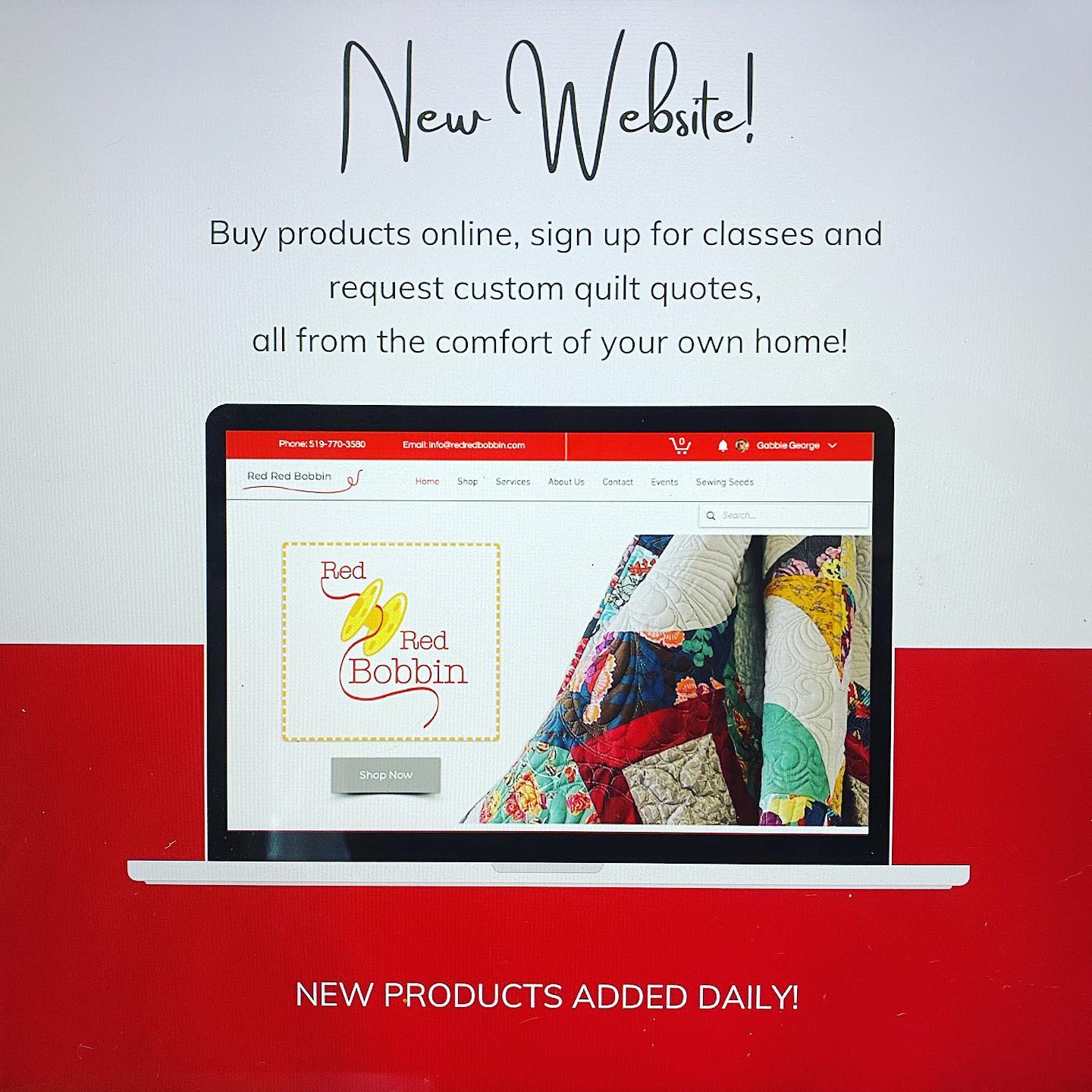 Visit is at redredbobbin.com today! #fabricstore #newebsite #quilt