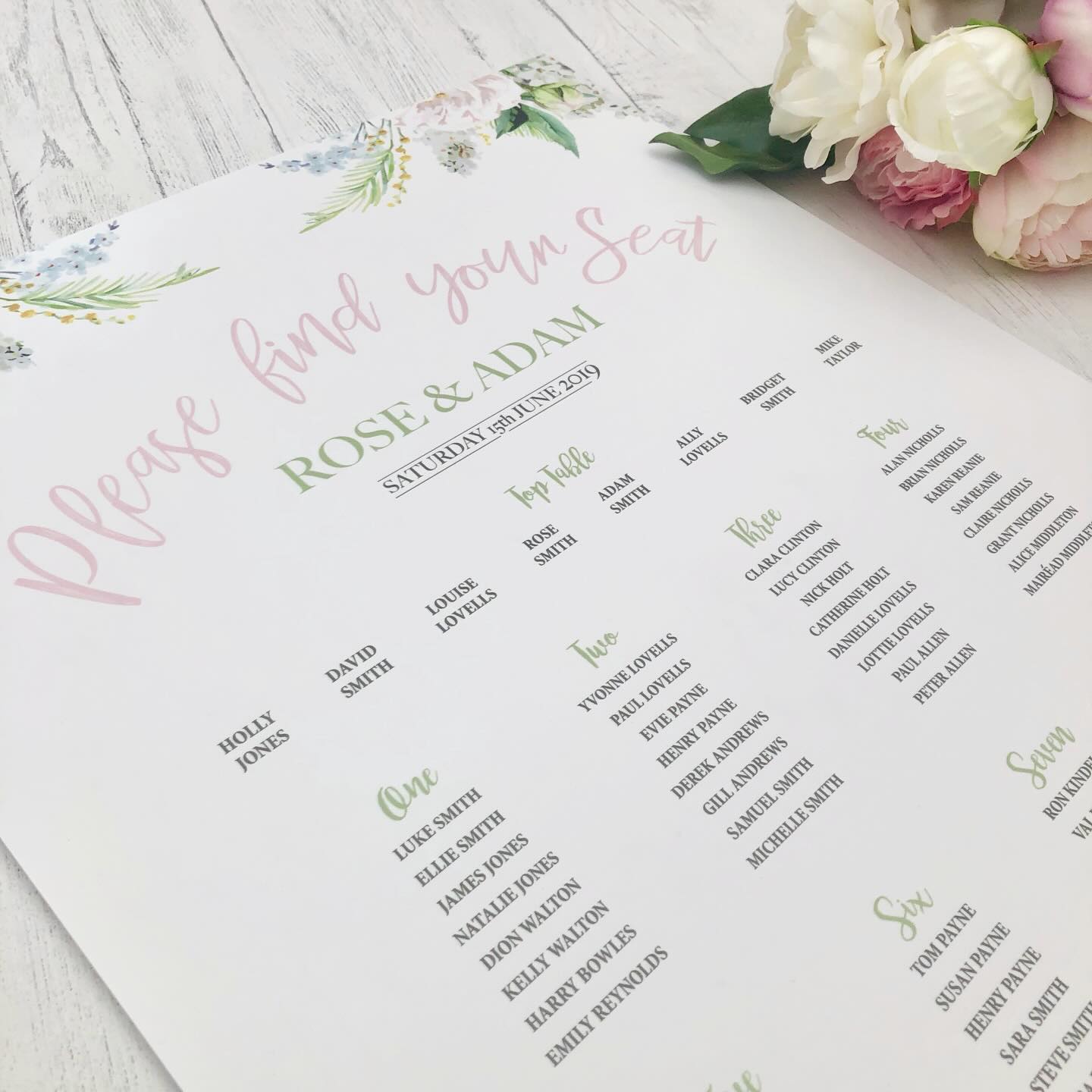 WHIMSICAL // Featuring a breathtaking pastel floral pattern, our ‘Bloom’ design exudes sophisticated charm. Contact us to turn your wedding stationery dreams into reality.
#tableplan #tableseating #weddingstationery #westsussex #iamcwdesign